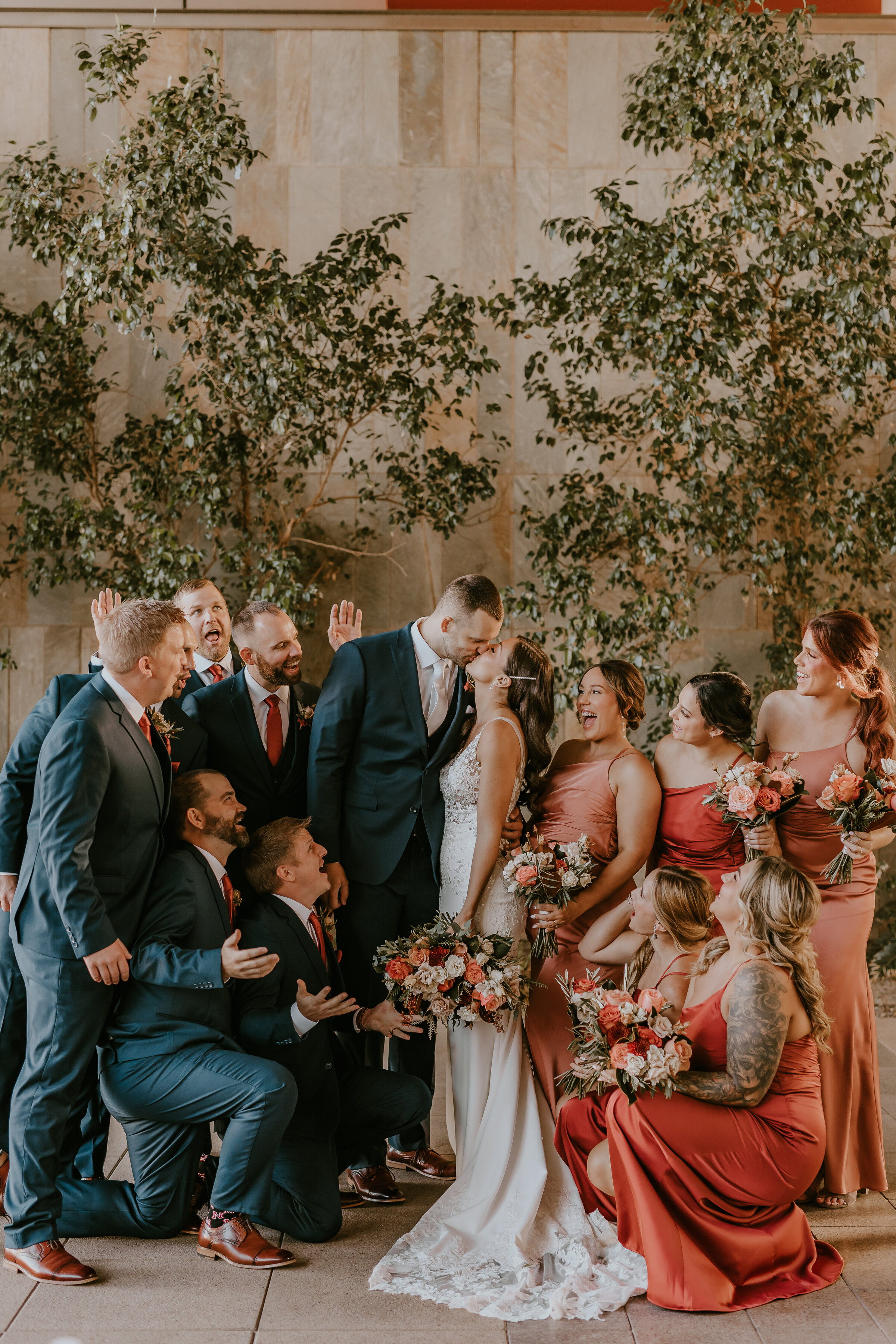 soho63-chandler-wedding-venue-bridal-party-greenery-backdrop