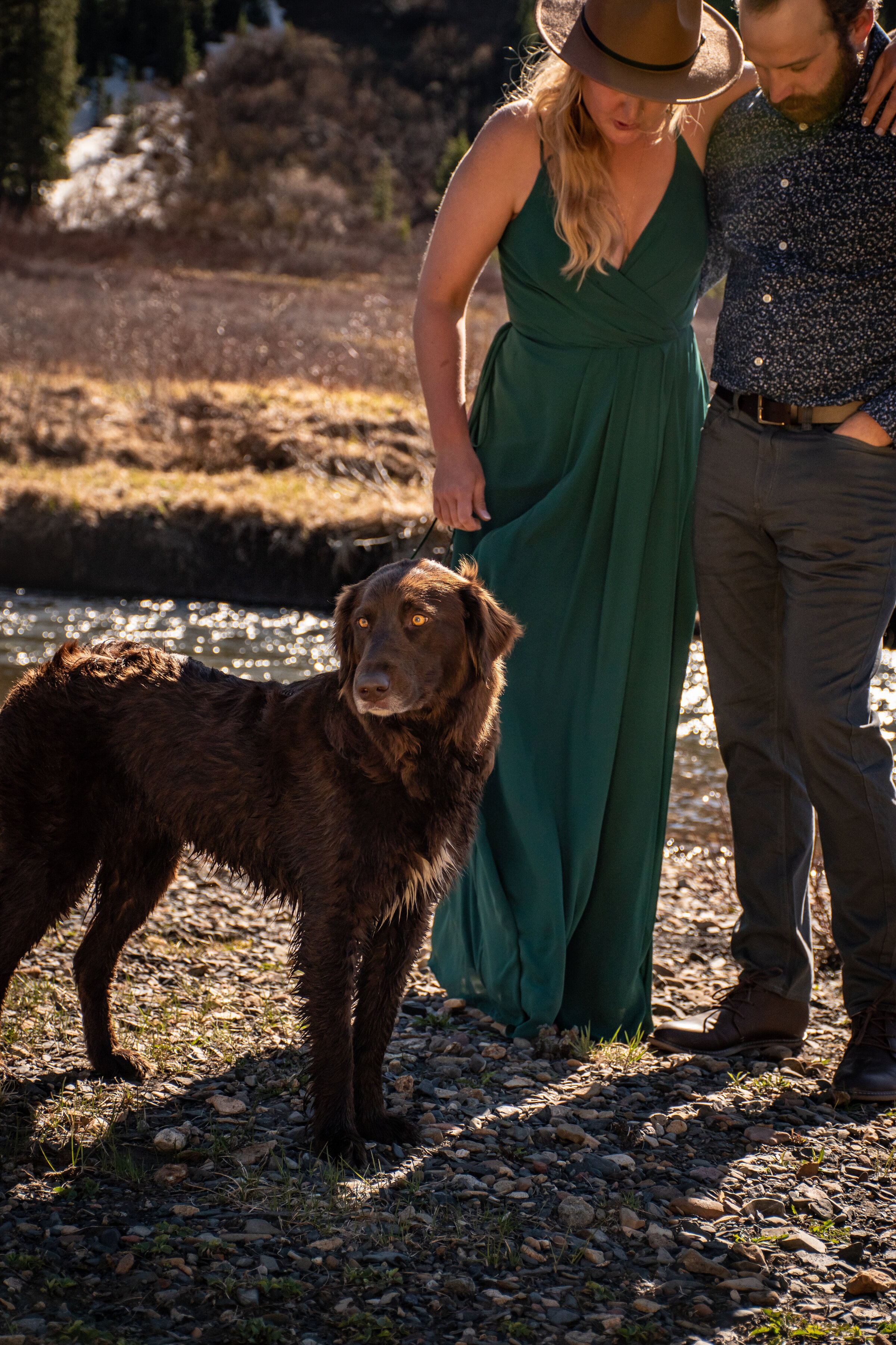 Mountain engagement session with dog