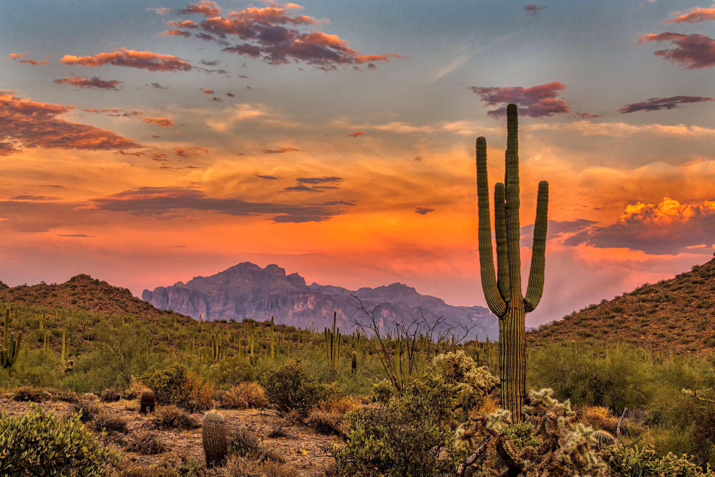 Arizona mountains with sunset