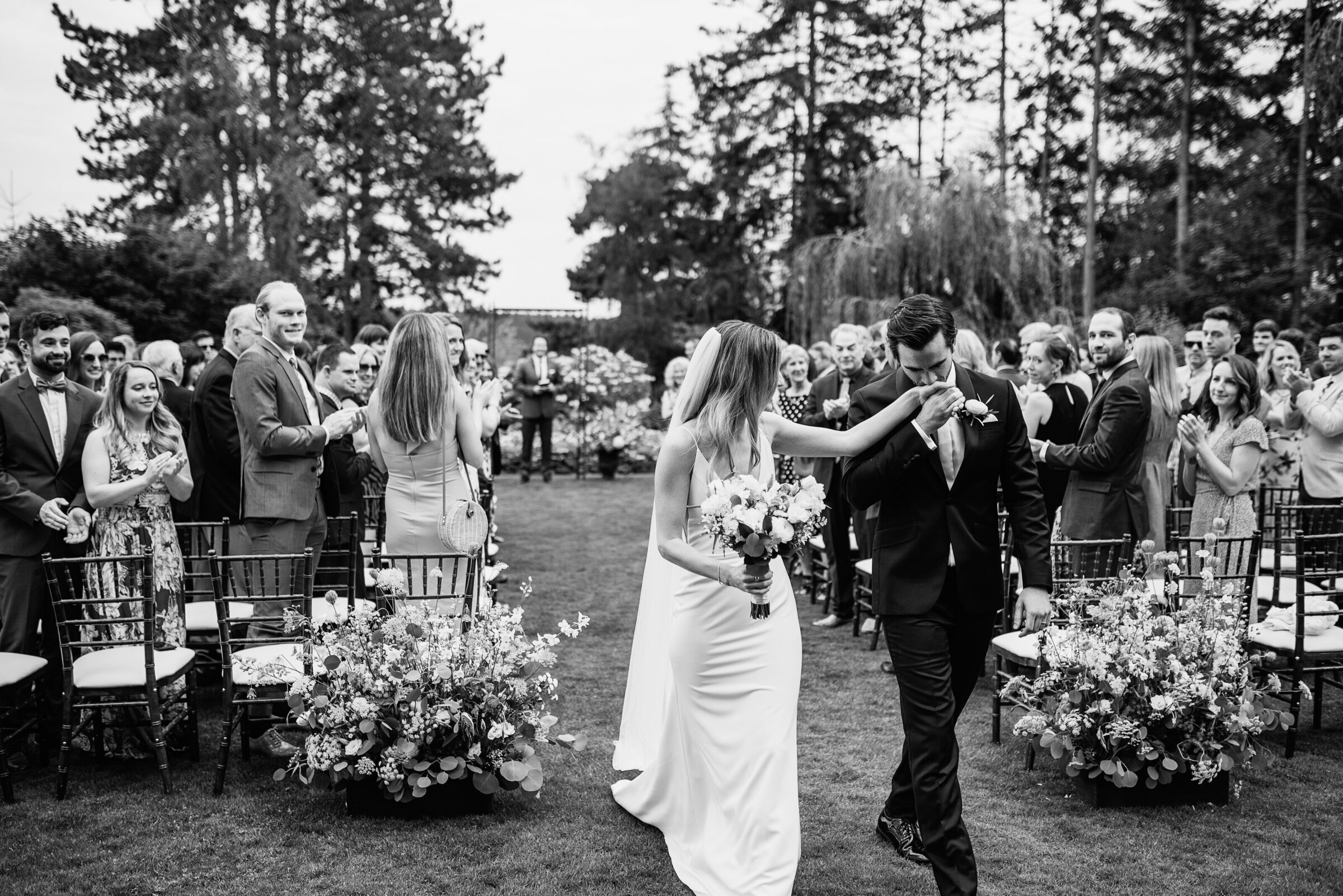 bride and groom walking down the aisle