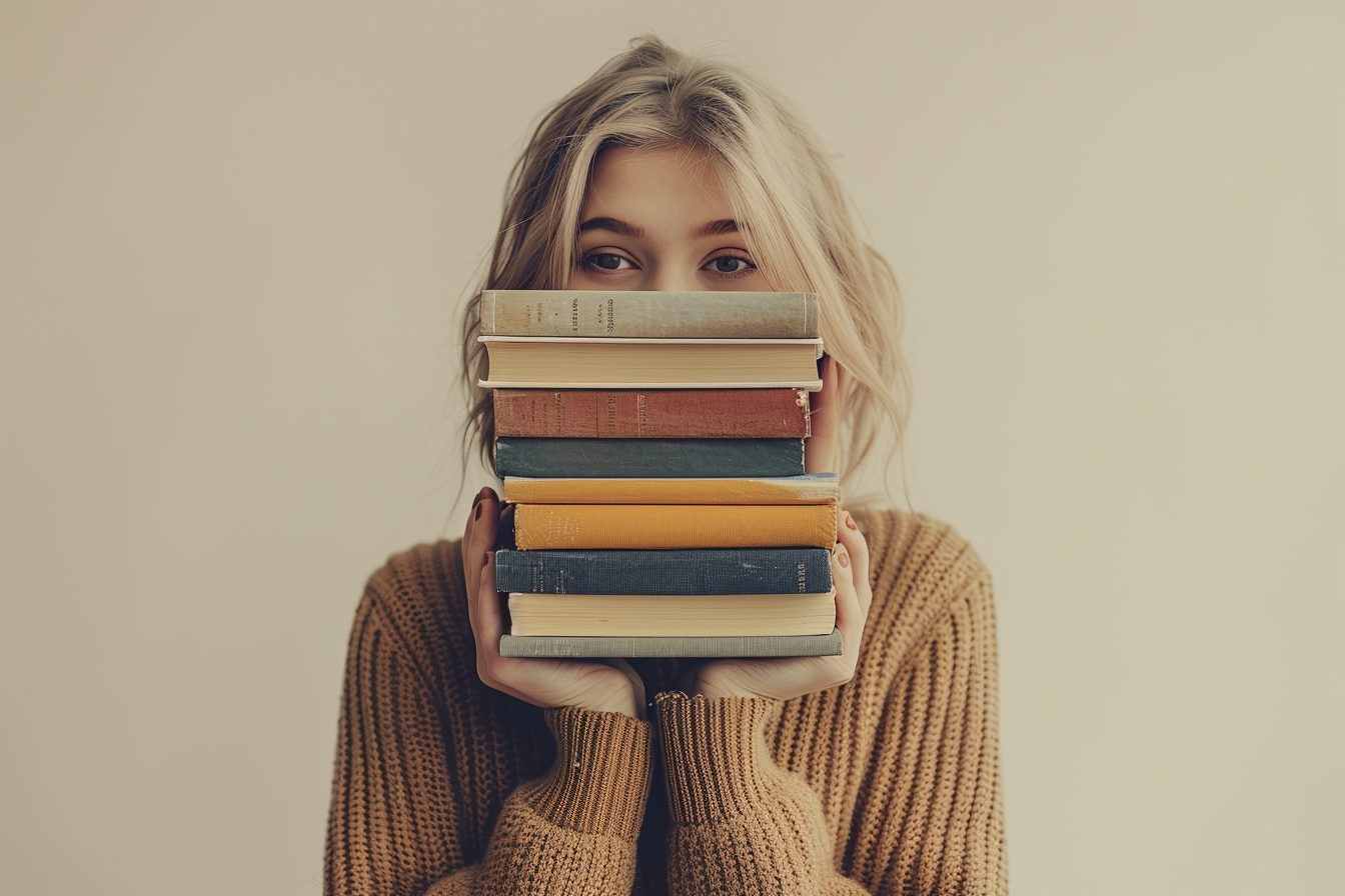 itsllili_72468_Woman_holding_a_tall_stack_of_neutral-toned_bo_853124b7-87e5-4a73-bcb4-55b6211b7e27_2