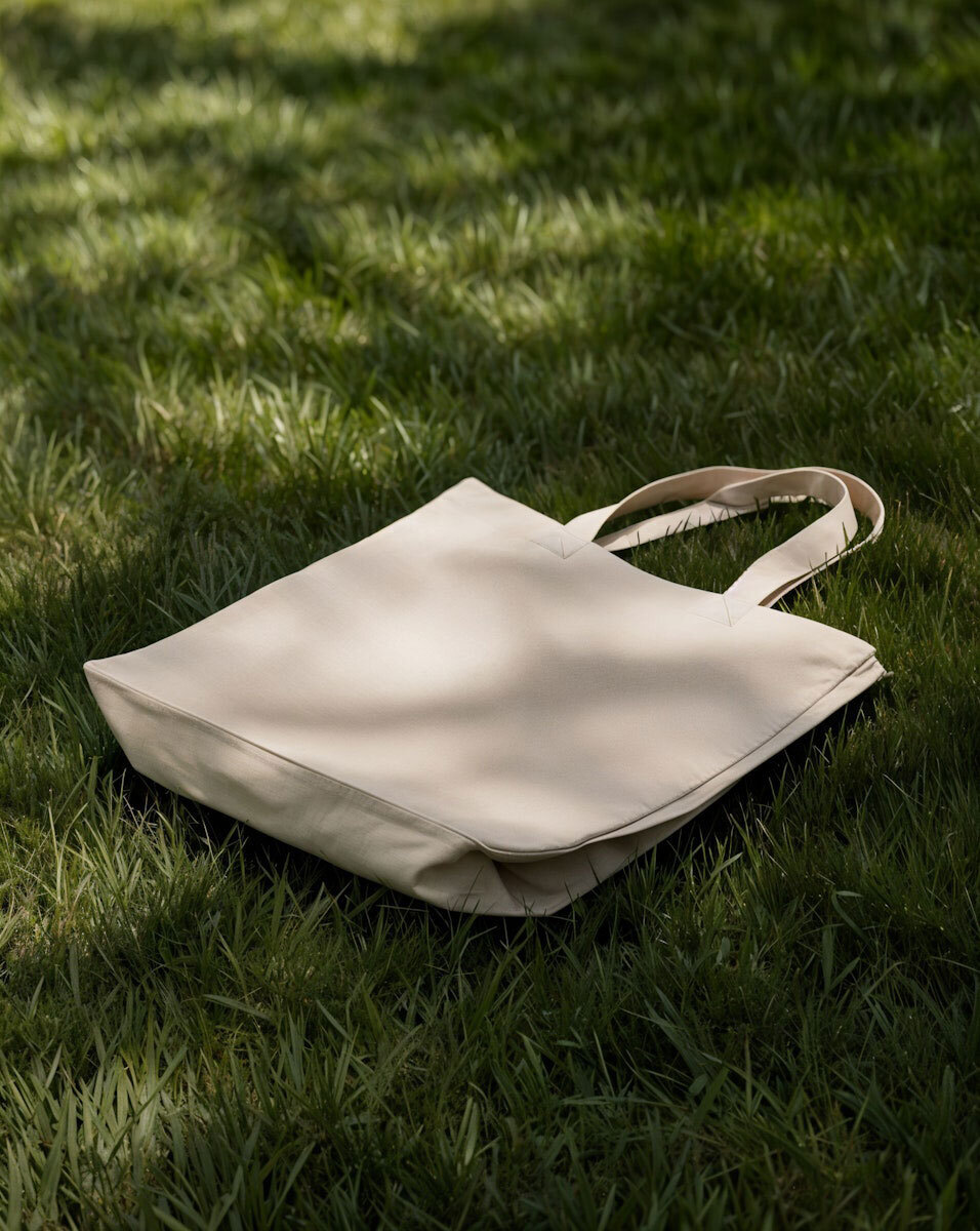 Beige-Tote-Bag-on-Grass