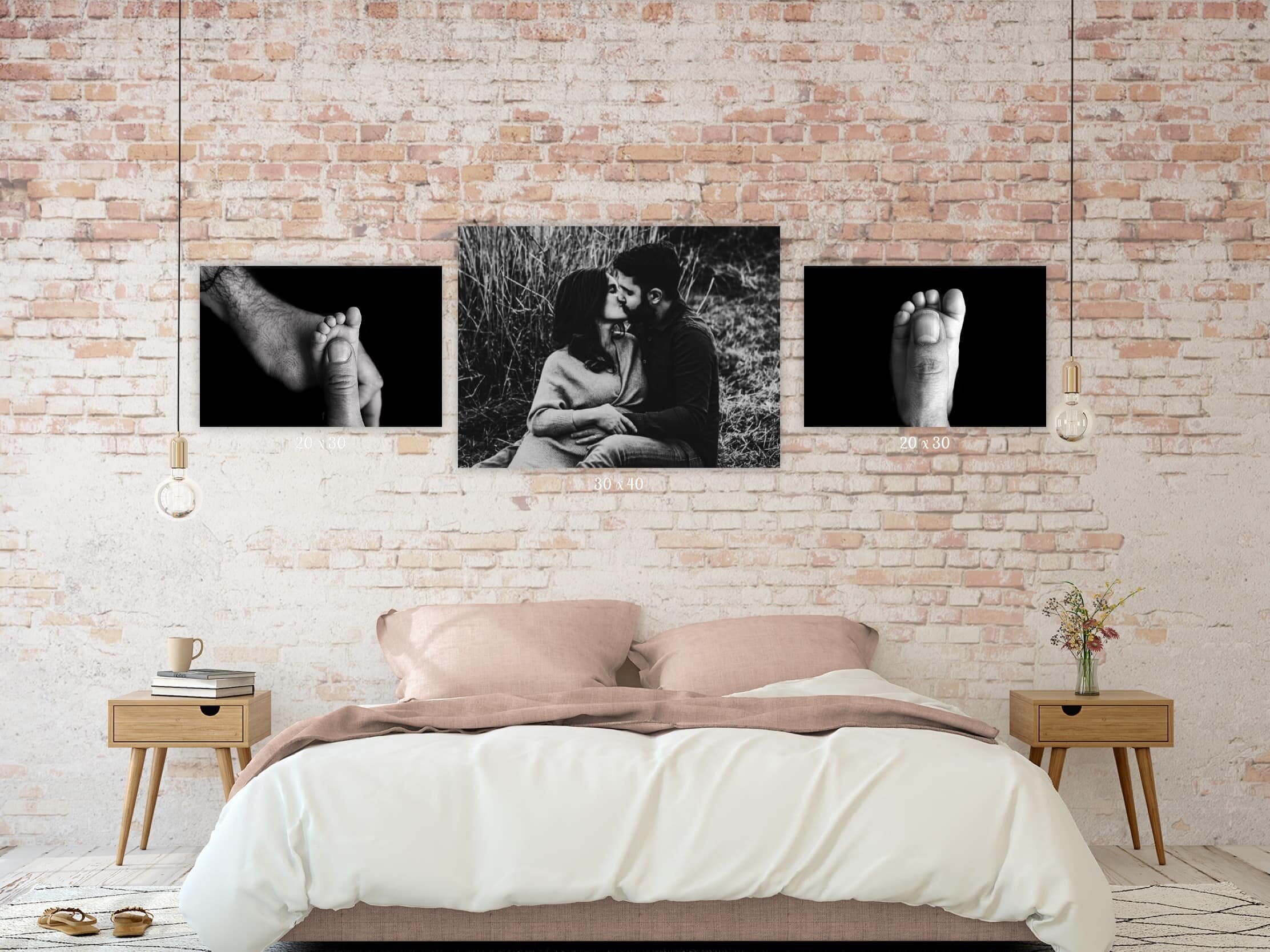 Family photographer display above bed | gracie and the wren