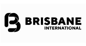 Brisbane International tennis logo featuring a stylised letter B and bold black text.