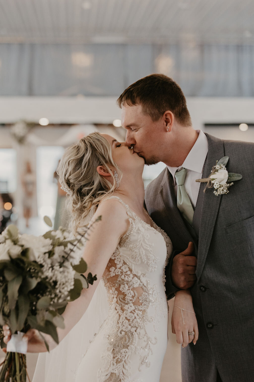 wedding first kiss photo
