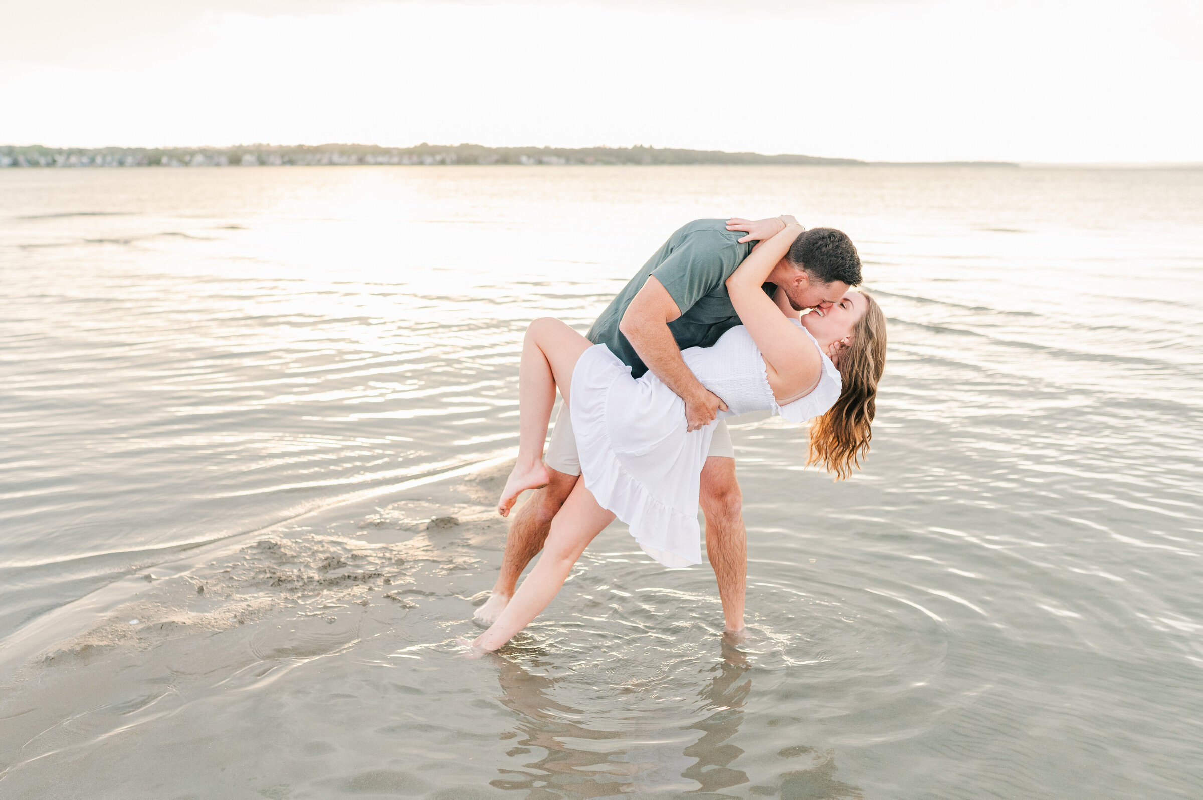 Sunset Beach Engagement Session in Sylvan Lake Alberta
