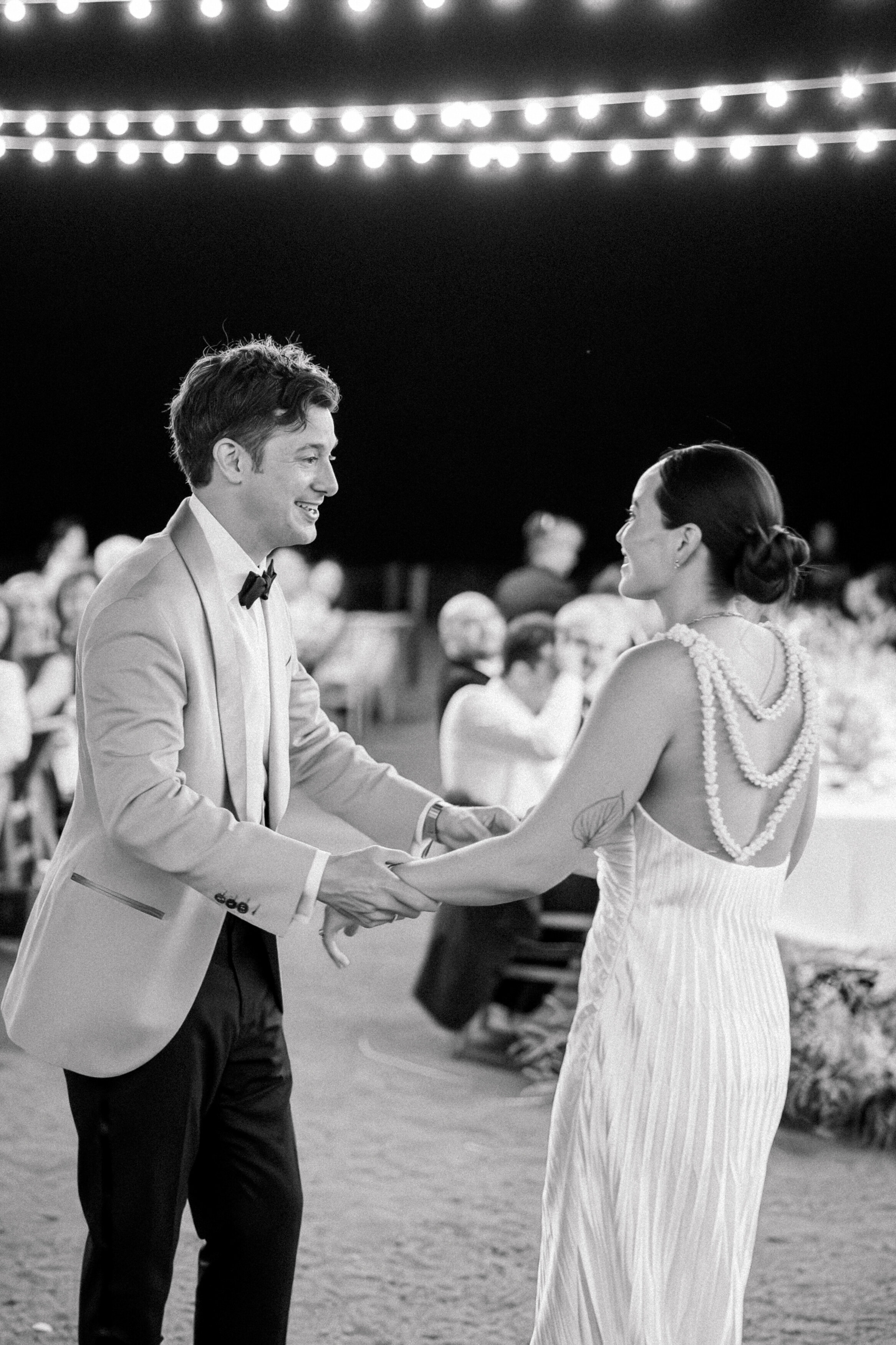 Wedding and Elopement Photographer, black and white image of couple dancing at reception