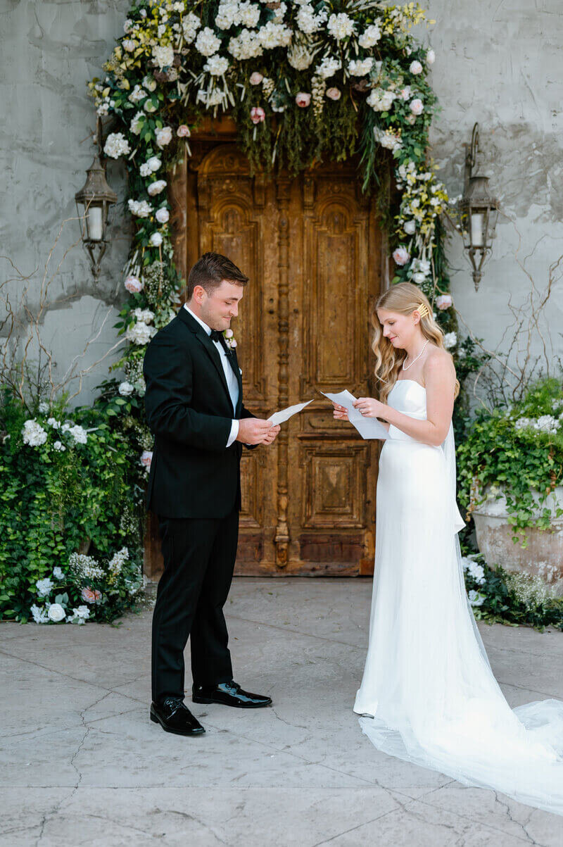 vow reading from bride and groom by wedding photographers in lexington