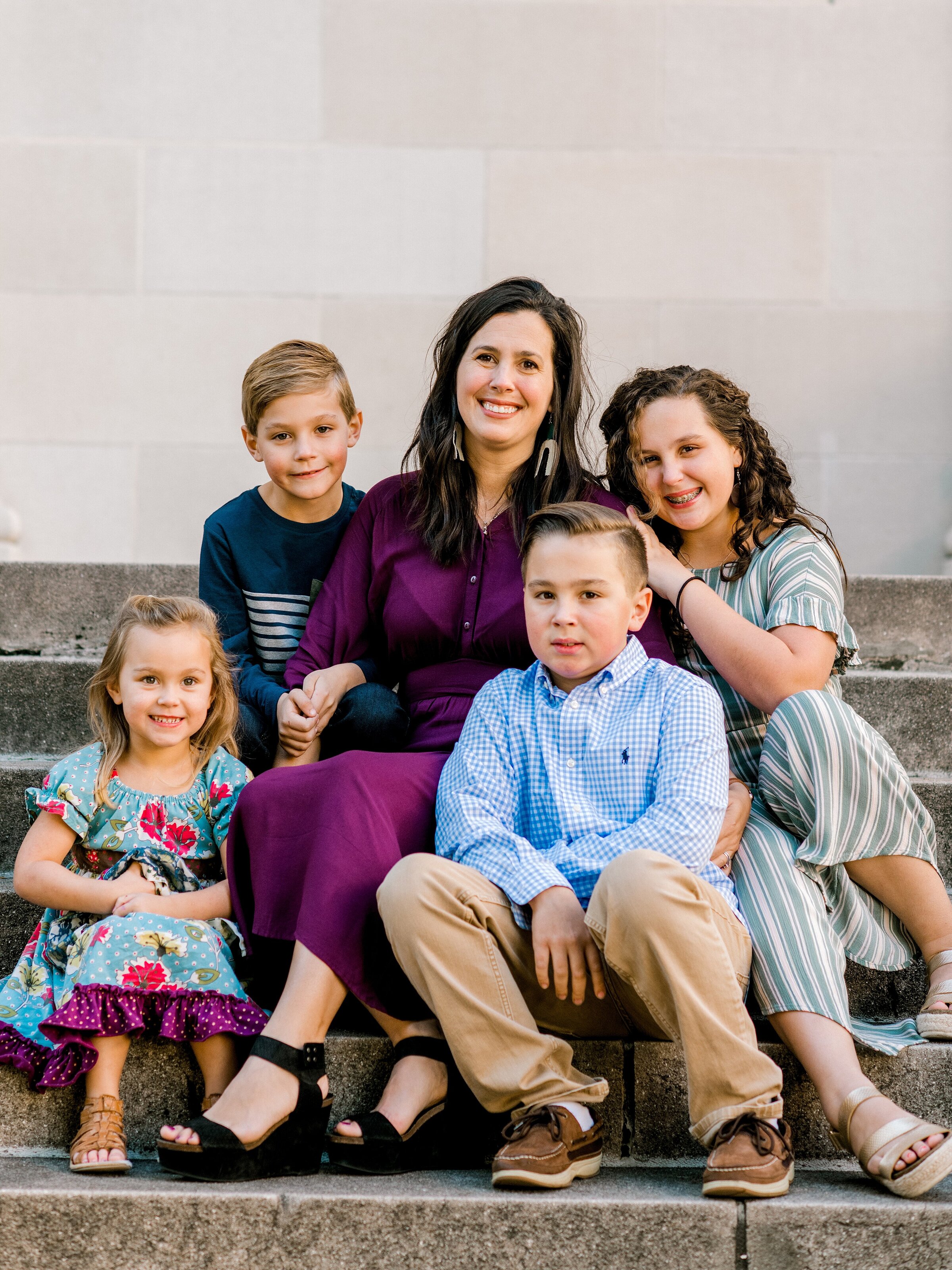 Mother with children Orleans Square Savannah Georgia