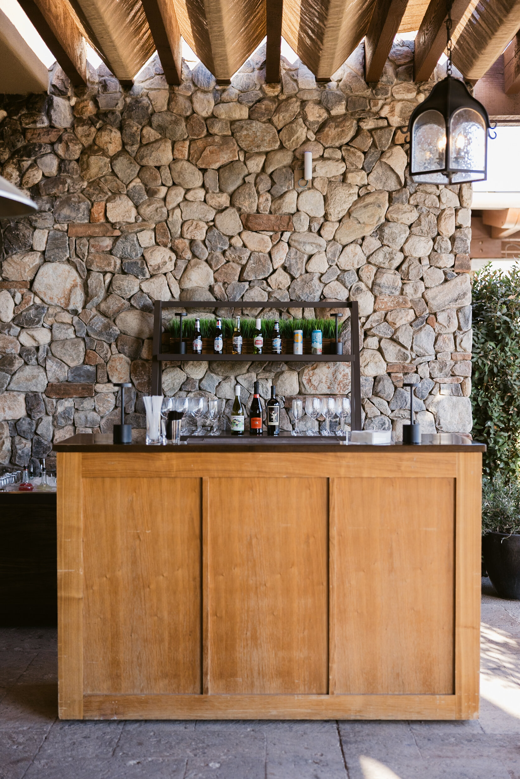 wood cocktail hour bar