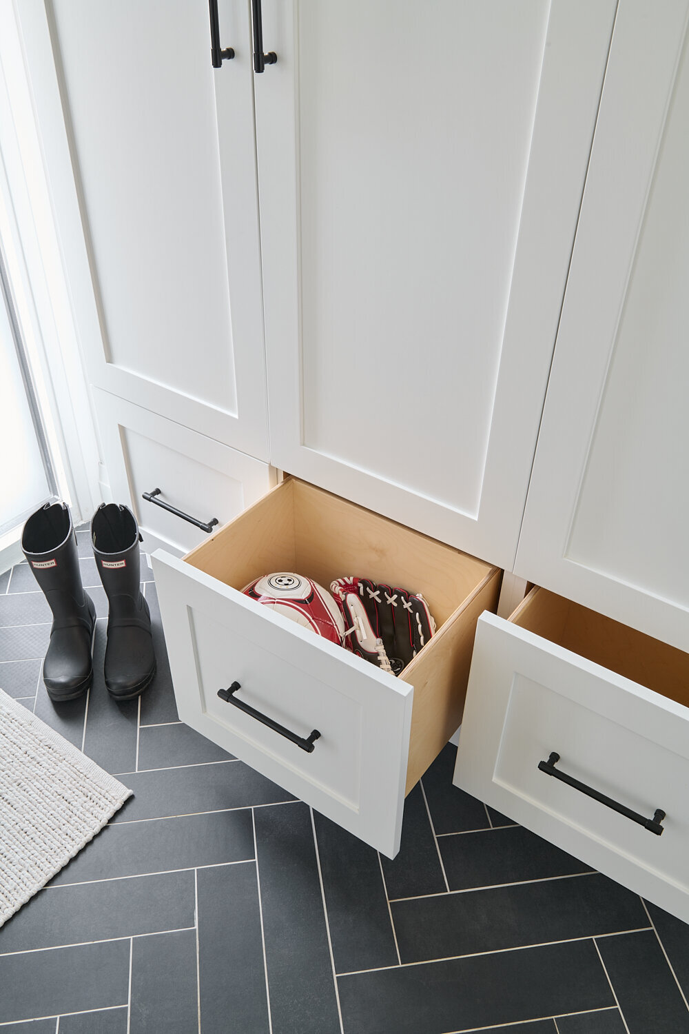 Burlington interior design project - foyer cabinets - Staci Edwards Interior Design