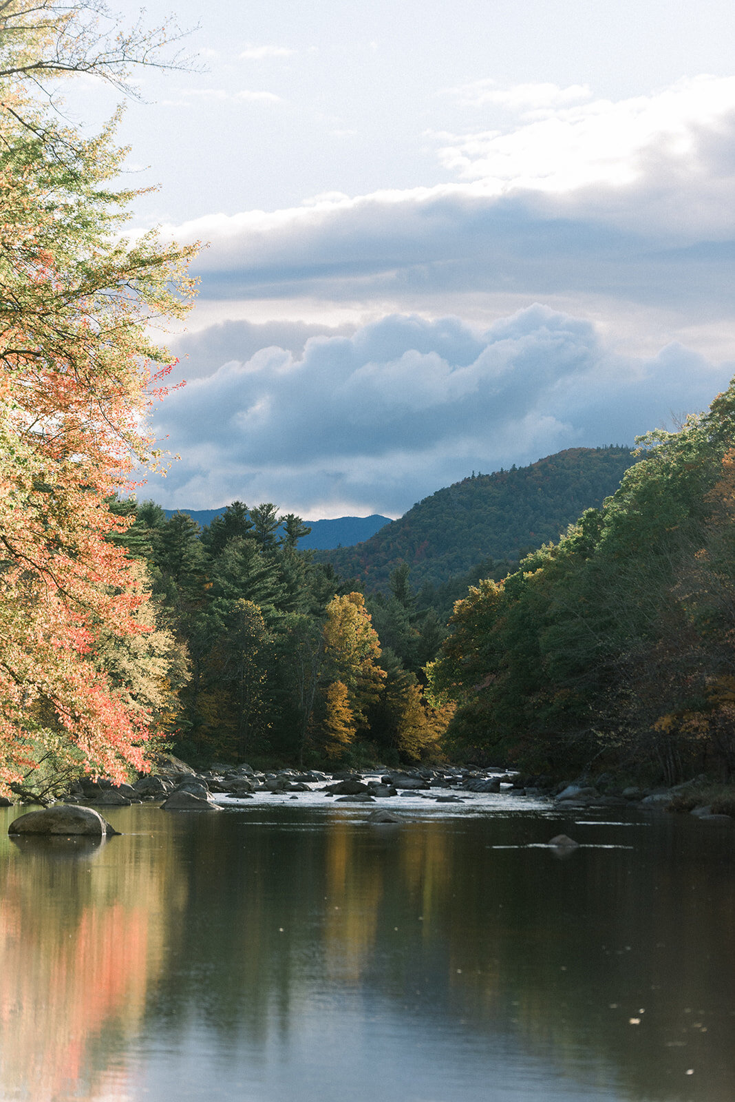 view of the ausable river at sunset 