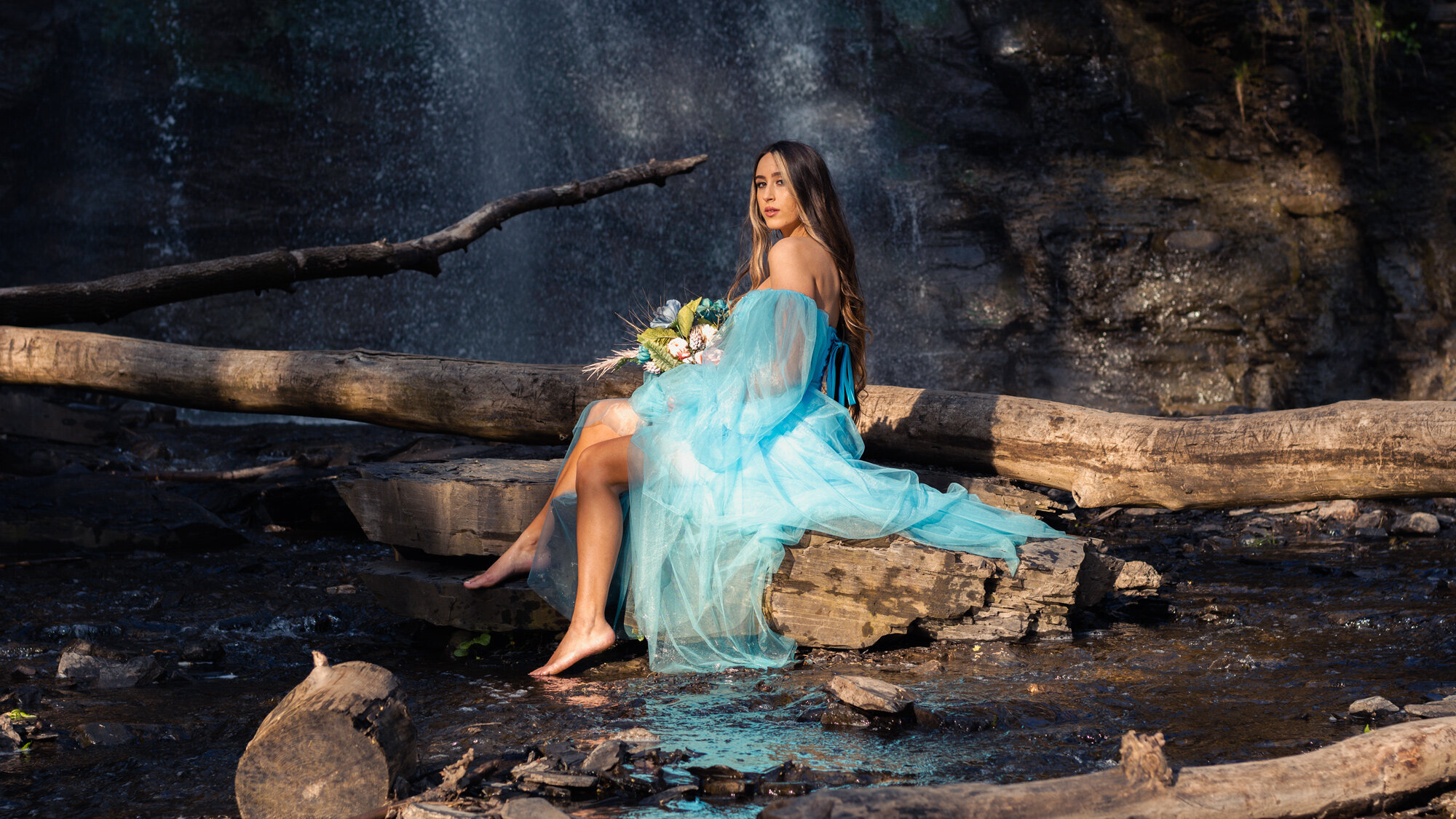 Bridal inspired portrait session at Hobuck Flats near Buffalo, New York.