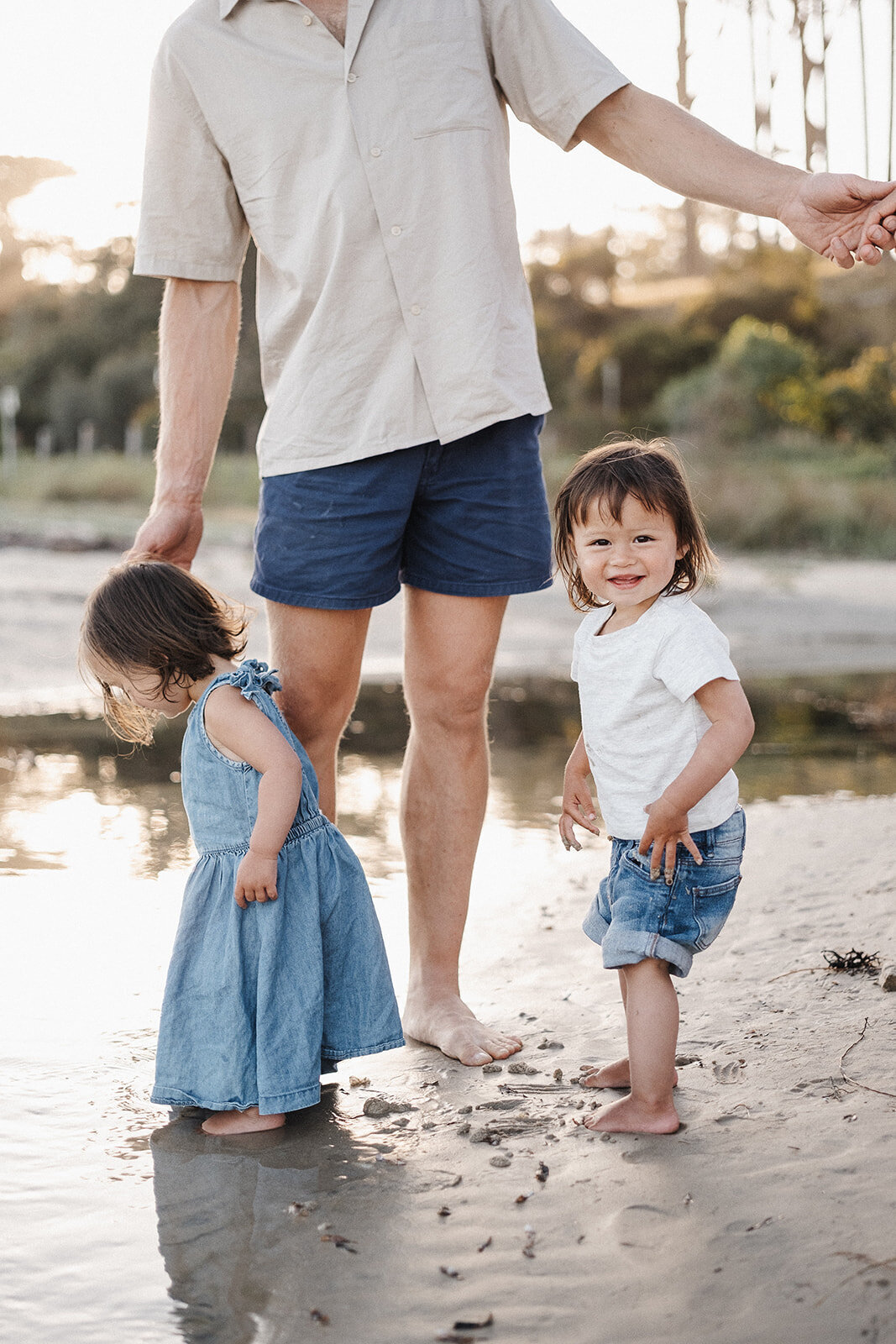 Shoreham beach family photo with twin girls