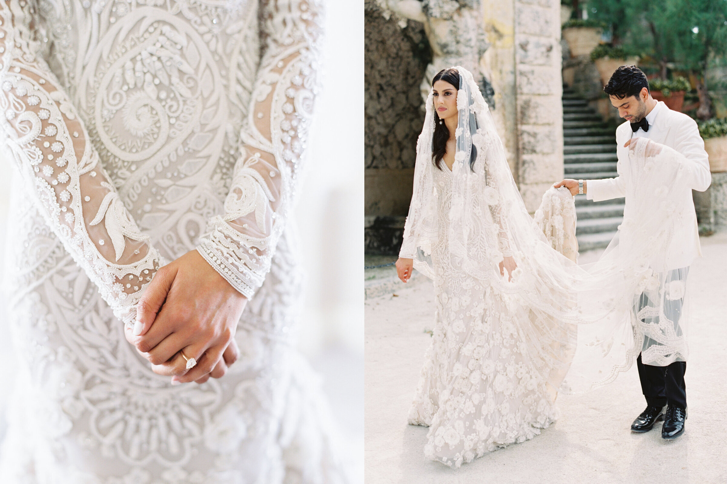 bridal portrait collage captured by a miami wedding photographer