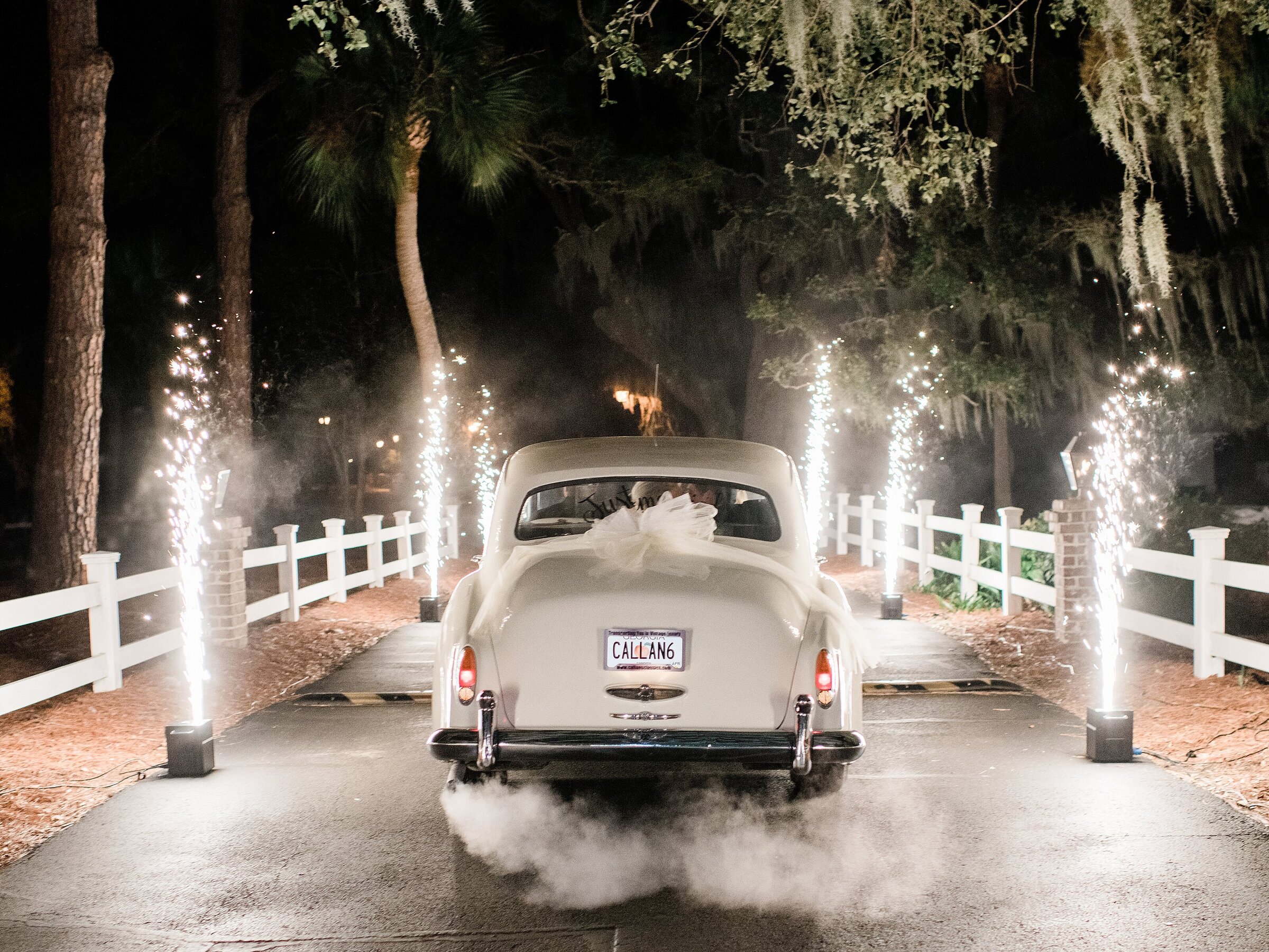 Classic Car exit with fireworks