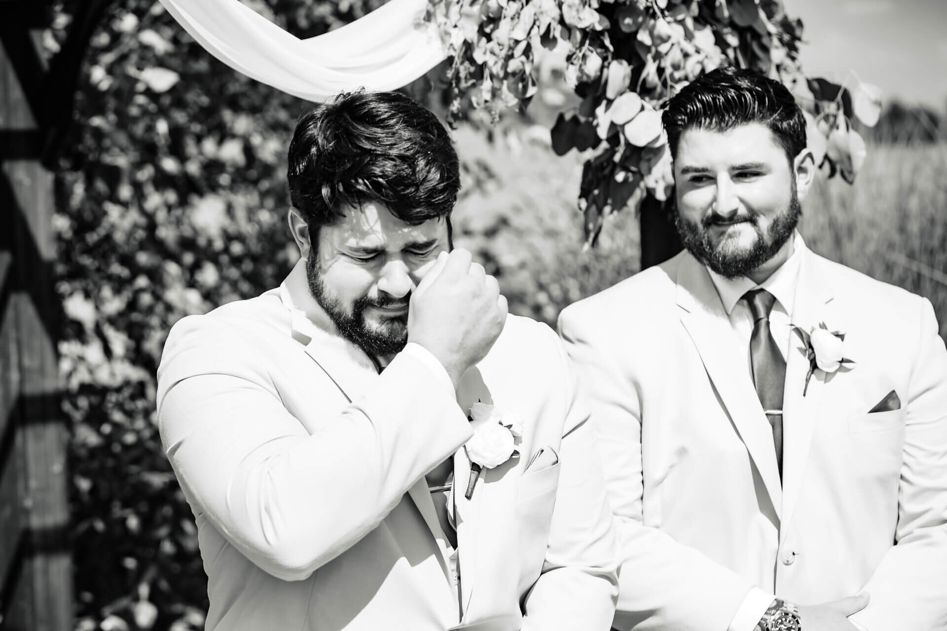 Upstate-NY-Wedding-Photographer-Groom-Cry-Wipe-Tear