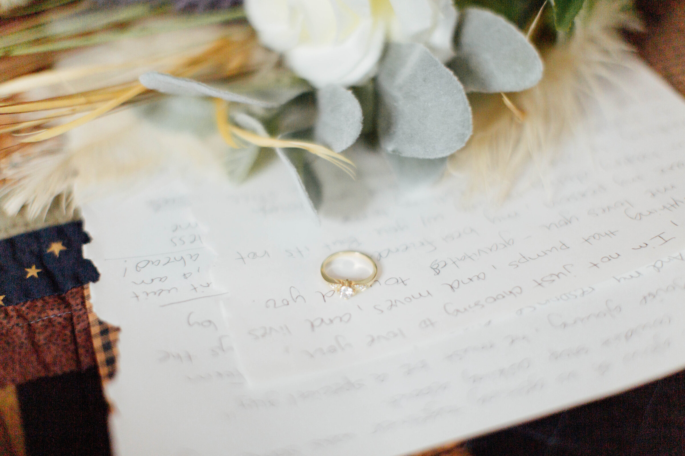 Wedding ring on vows. 
