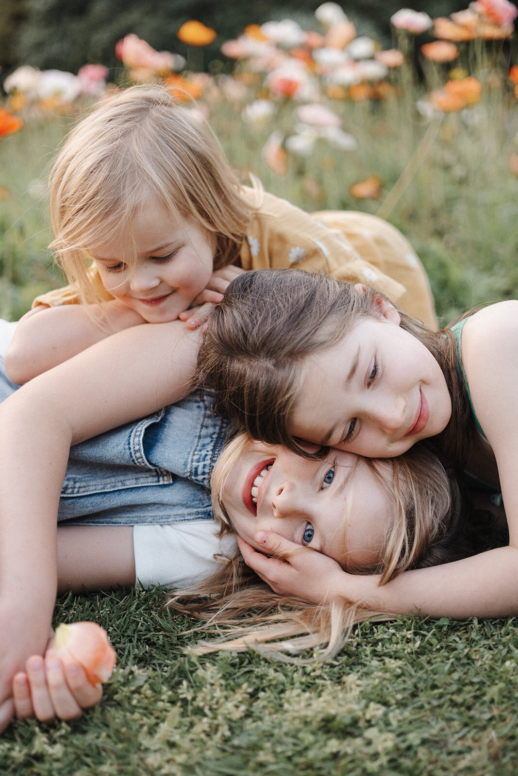 Siblings stacking portrait