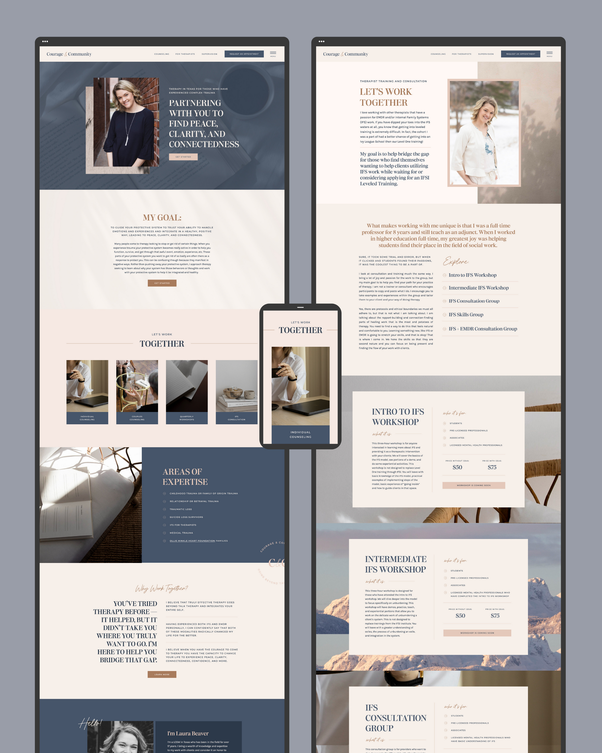 Texas therapist website design mockup