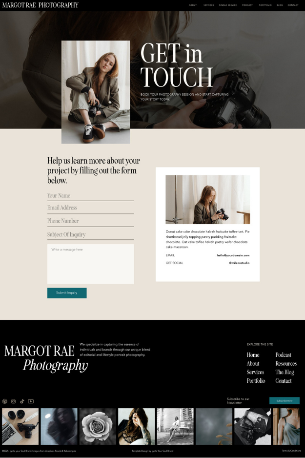 Margot Rae Sales Page Contact View