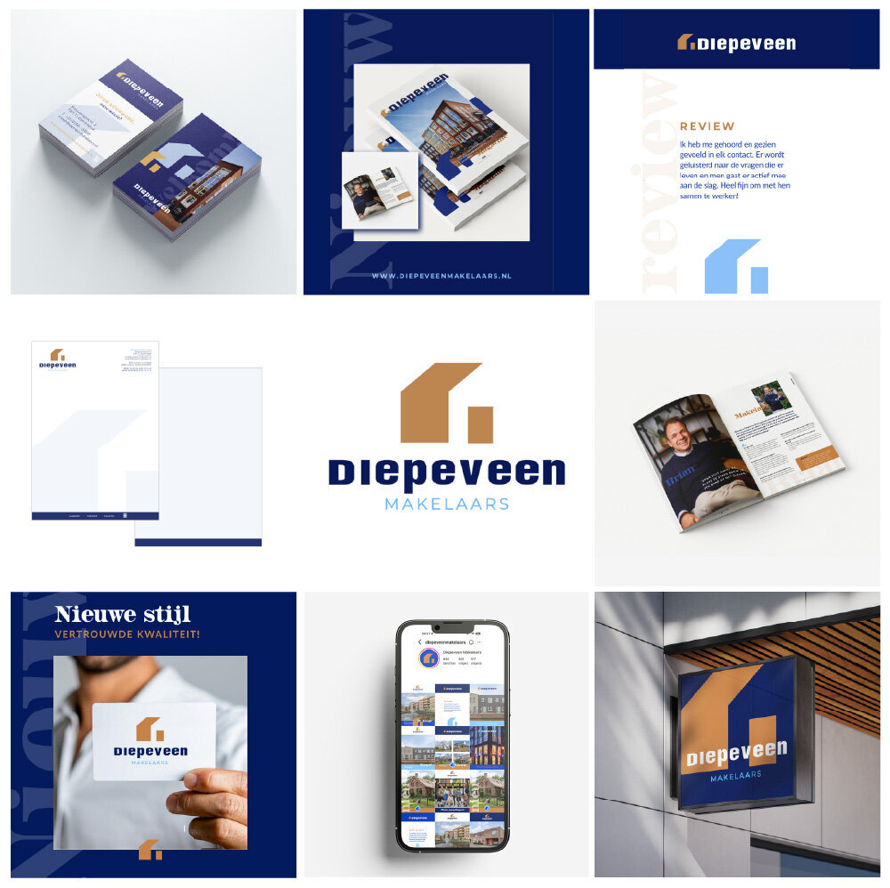 Rebranding huisstijl en logo Diepeveen makelaars