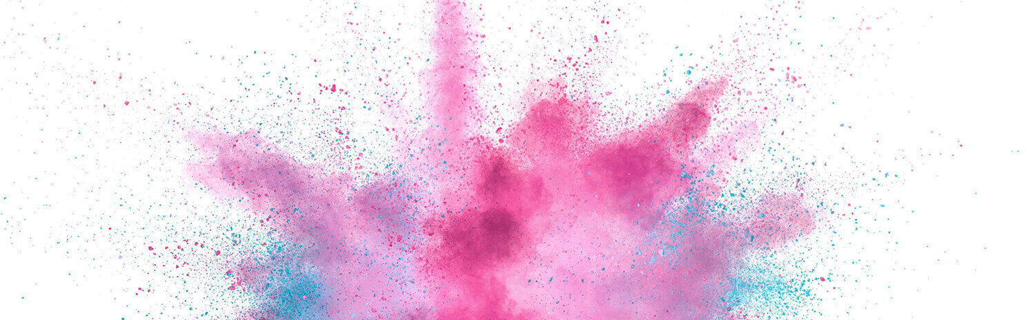 Image of blue and pink powder explosion.