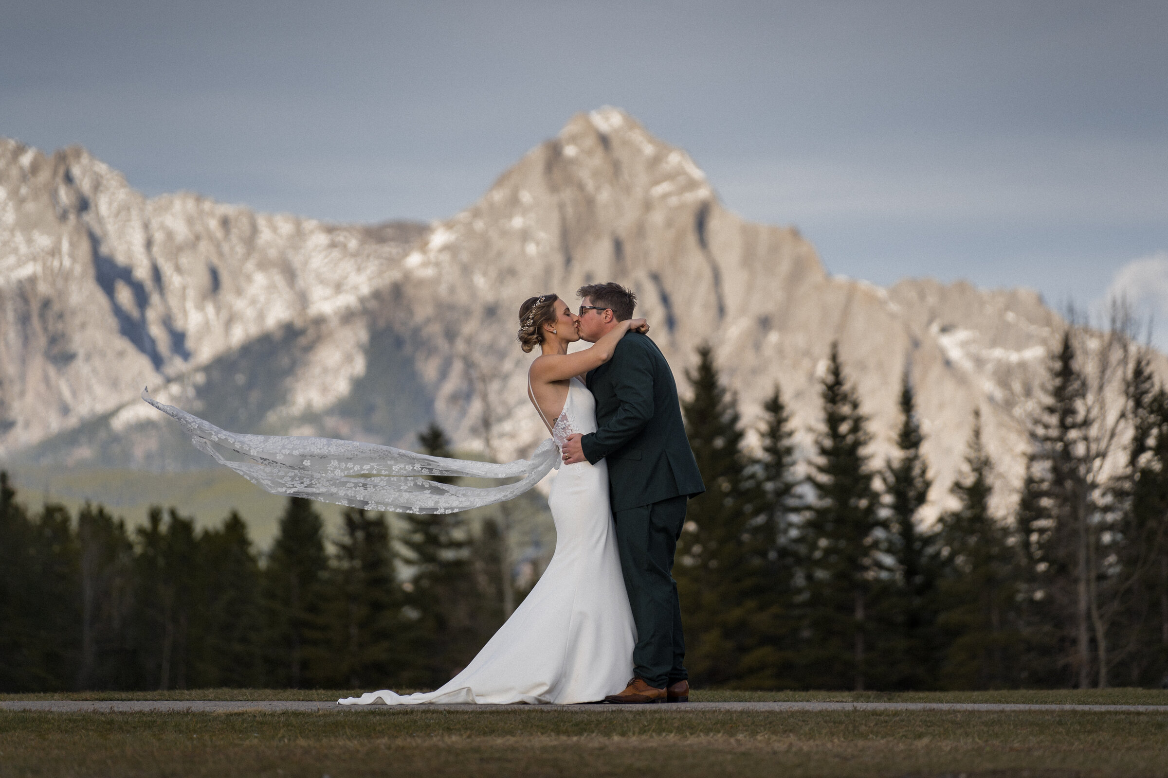 A photo from a wedding elopement at Westwind Pass in Canmore, Alberta