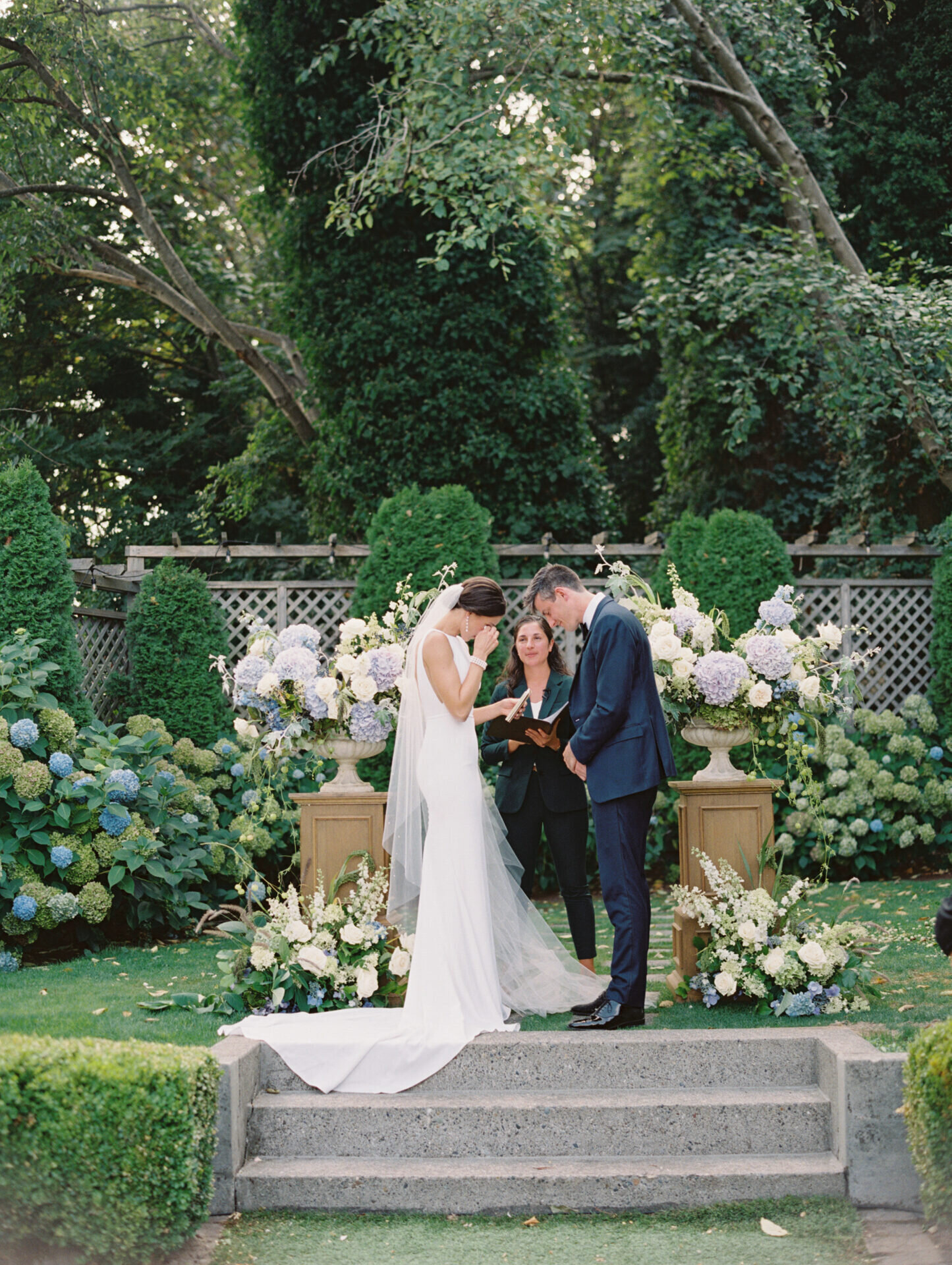 emotional moment of bride crying during wedding ceremony