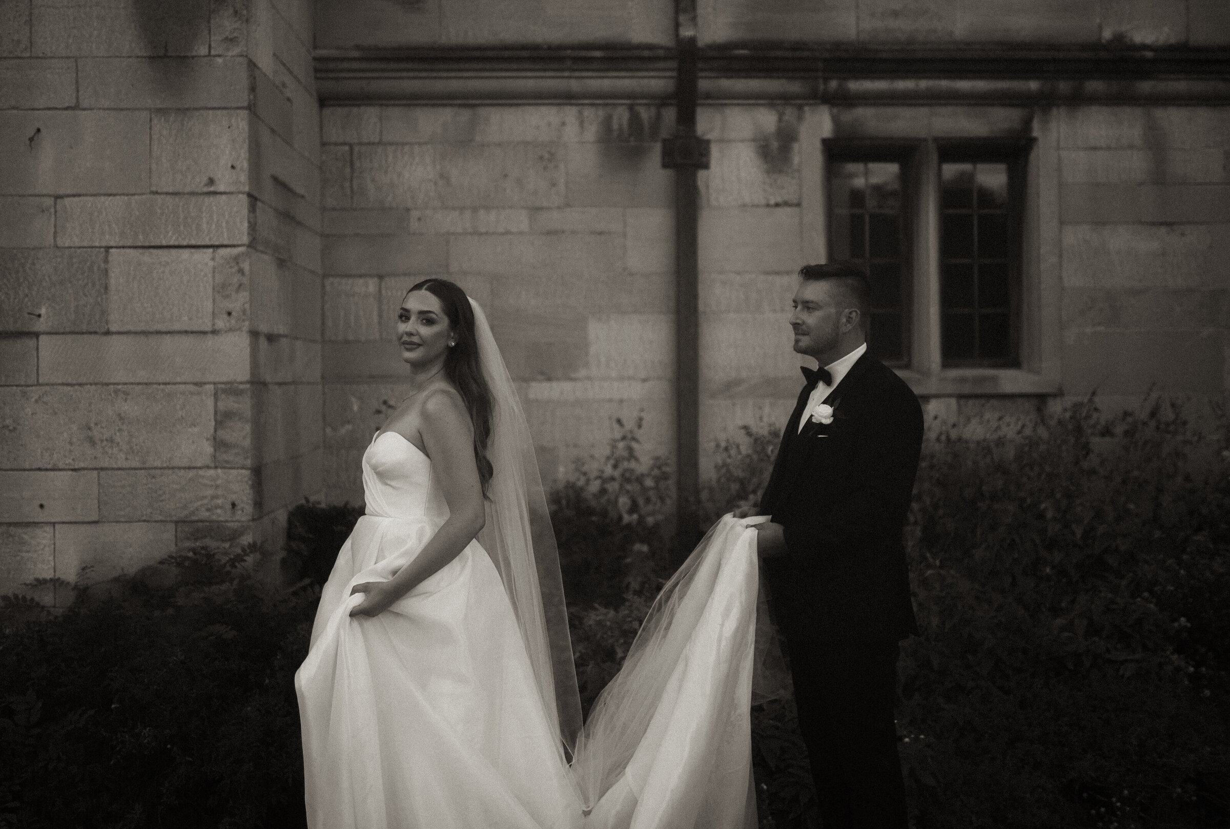 Bride reading heartfelt letter before wedding ceremony in Pittsburgh, cinematic film & Super 8