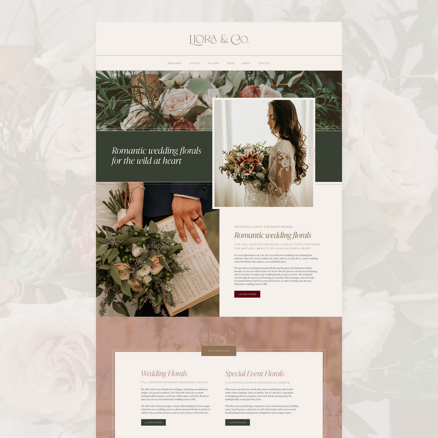 Liora and Co Showit Website Mockup for Small Business