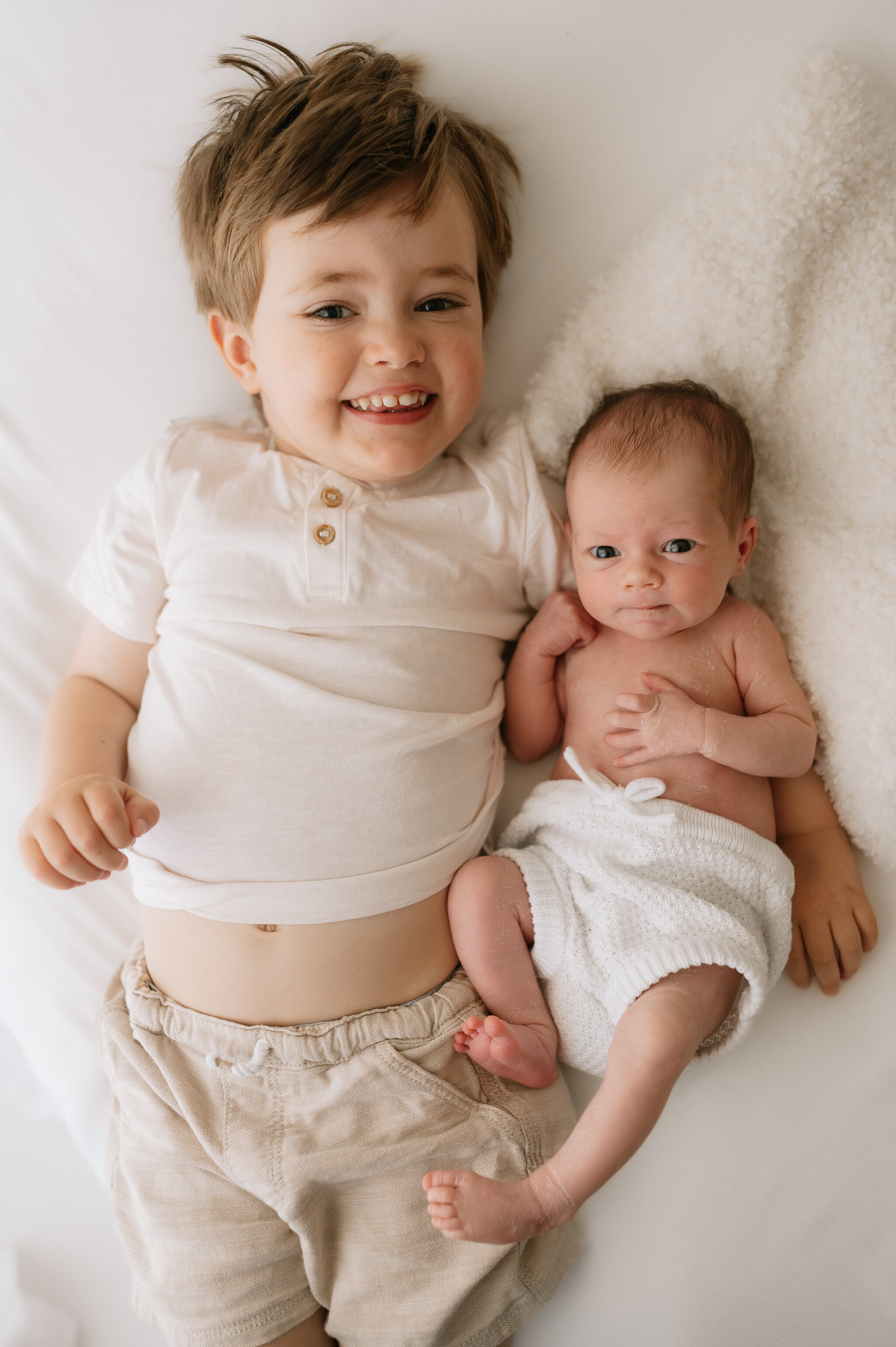 newborn girl, big brother and family at their newborn photography shoot in york, north yorkshire-50