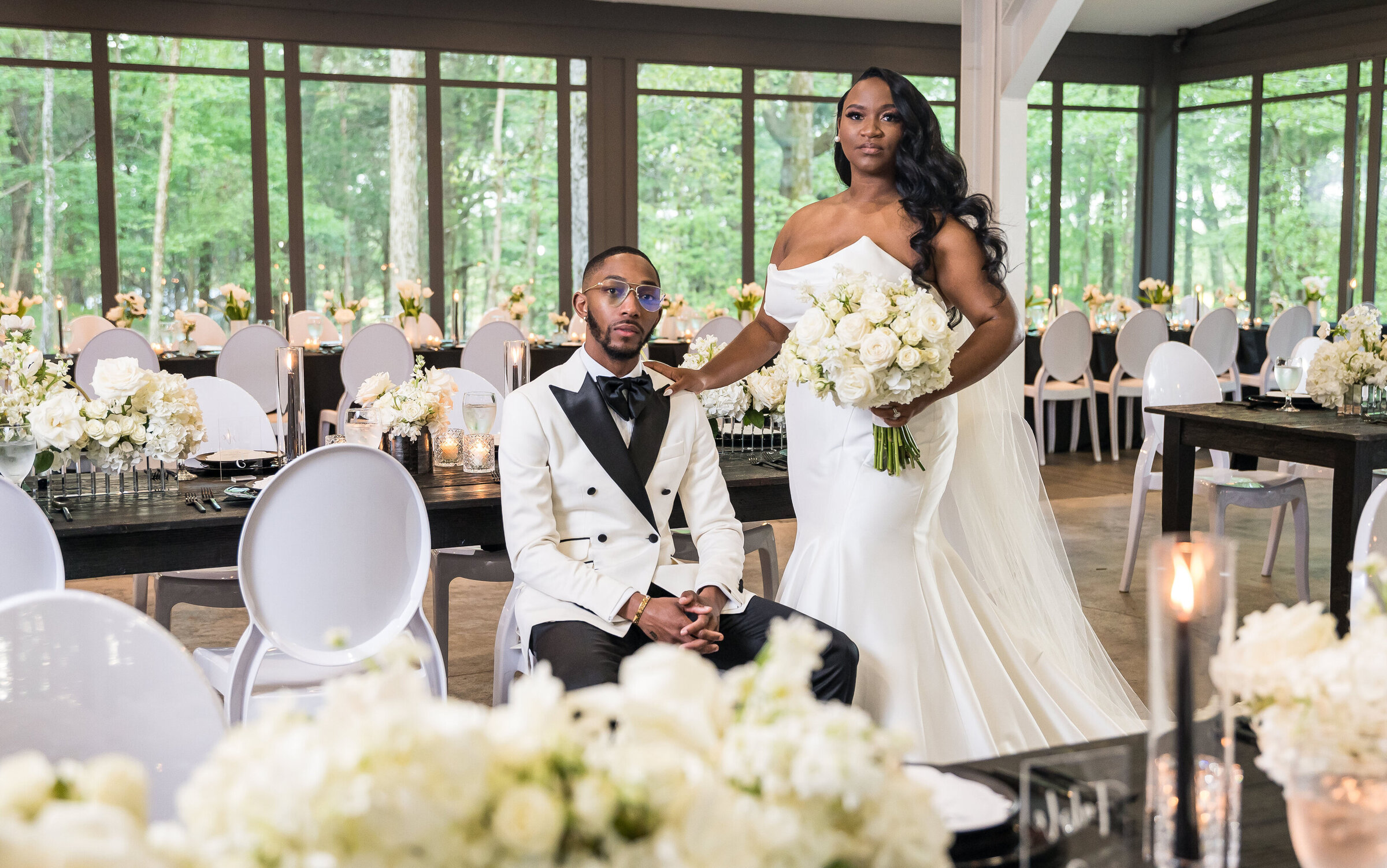 Bride and groom sharing a quiet moment during a luxury wedding in Memphis, designed by Wells Design Co.