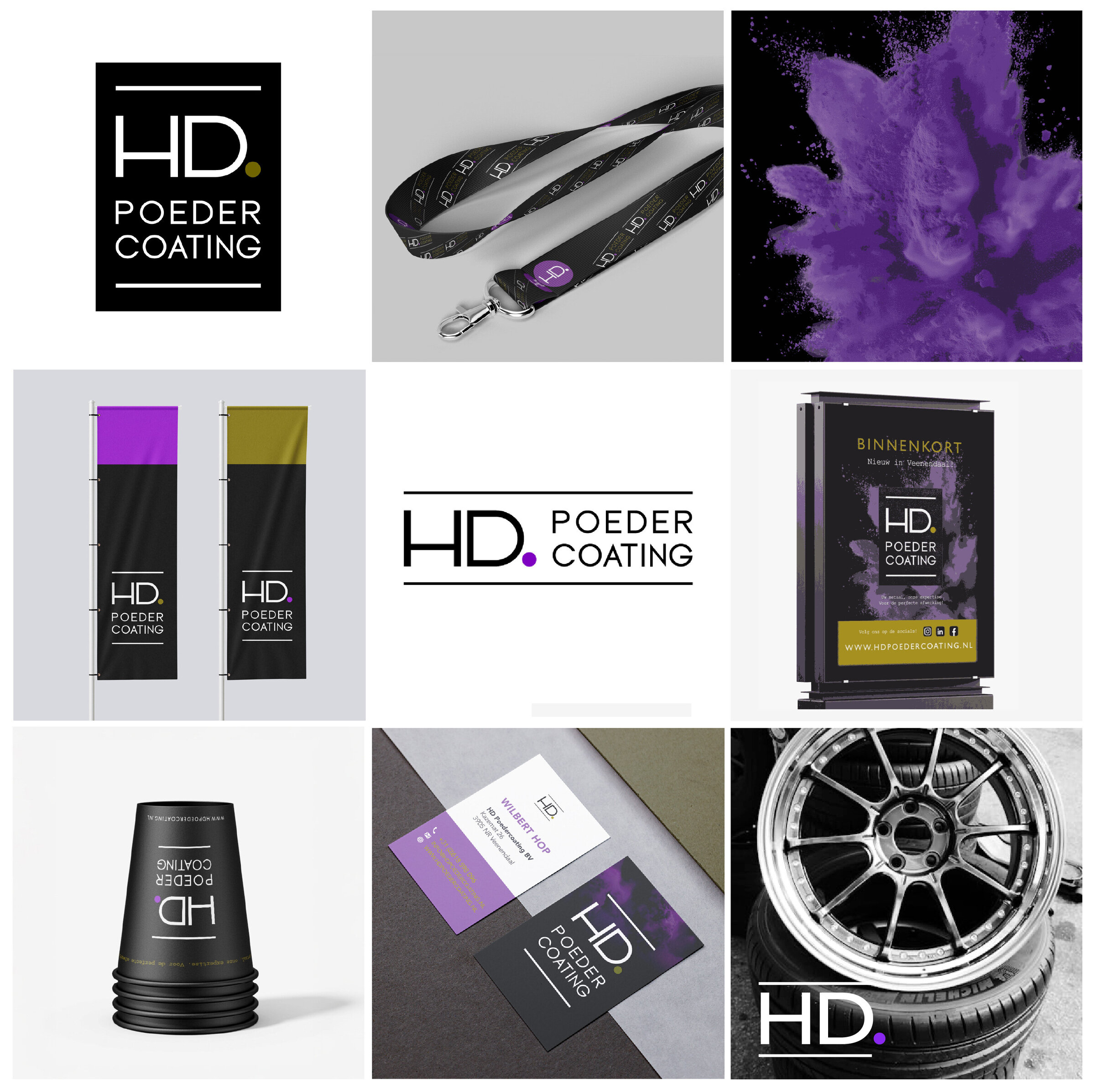 HD Poedercoating Minimalistisch en strak, logo ontwerp en huisstijl BURO M design Veenendaal