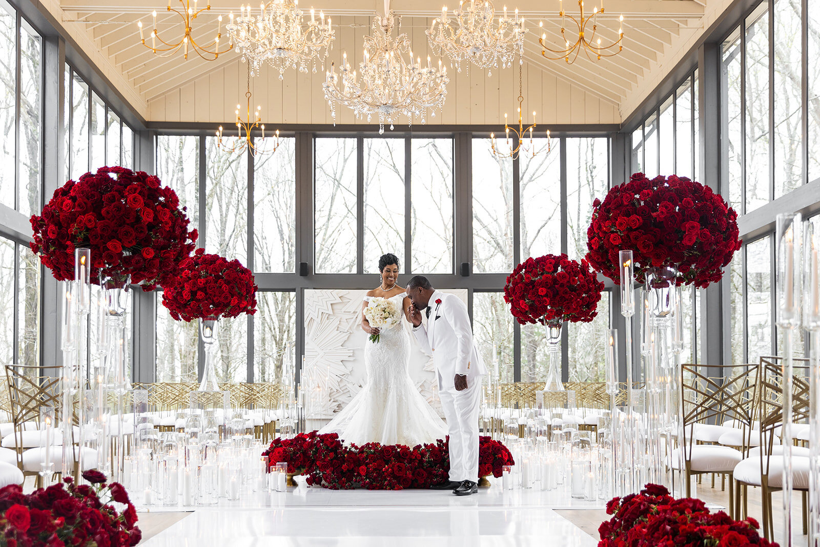Bride and groom sharing a quiet moment during a luxury wedding in Memphis, designed by Wells Design Co.