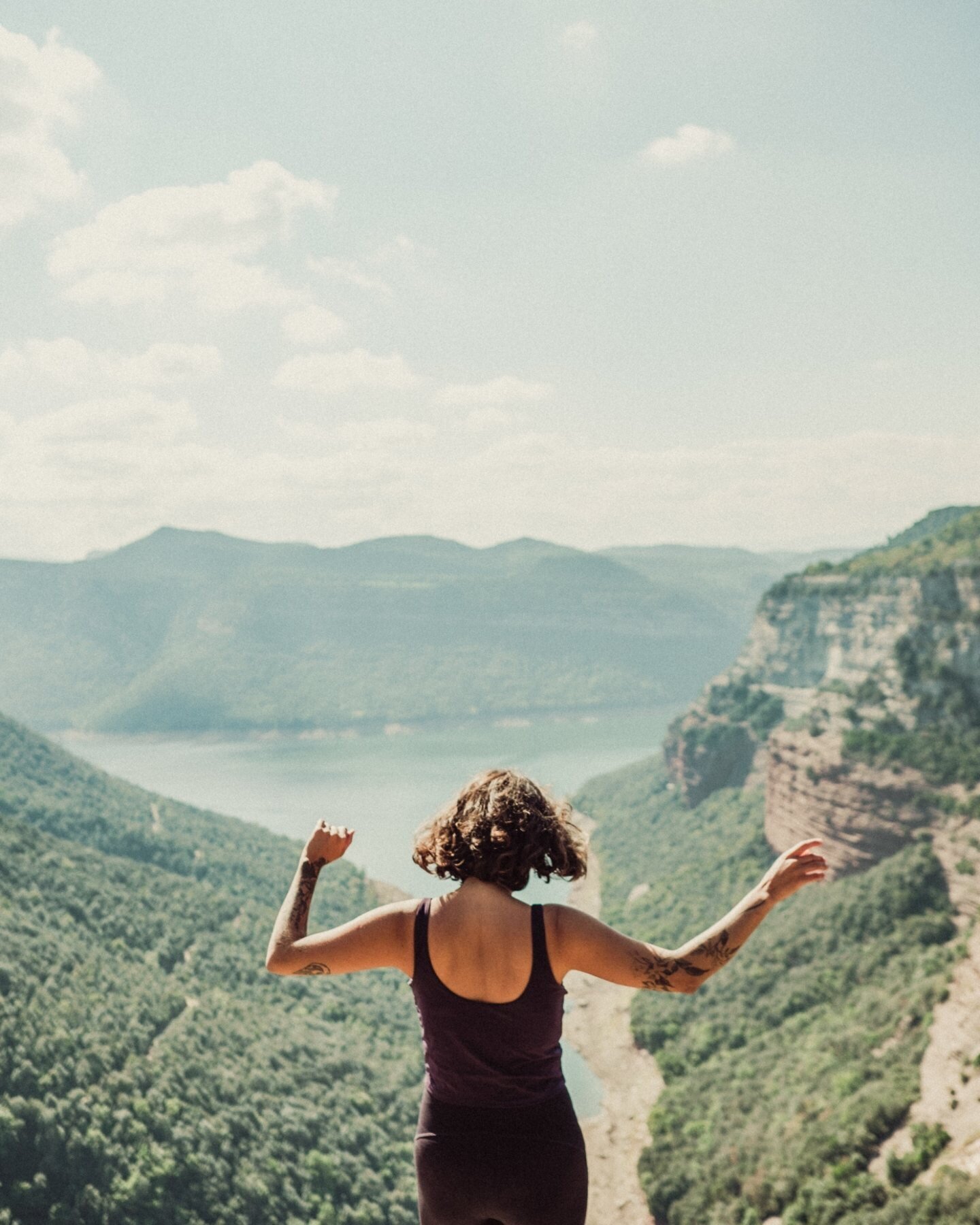 Happy woman on overlook