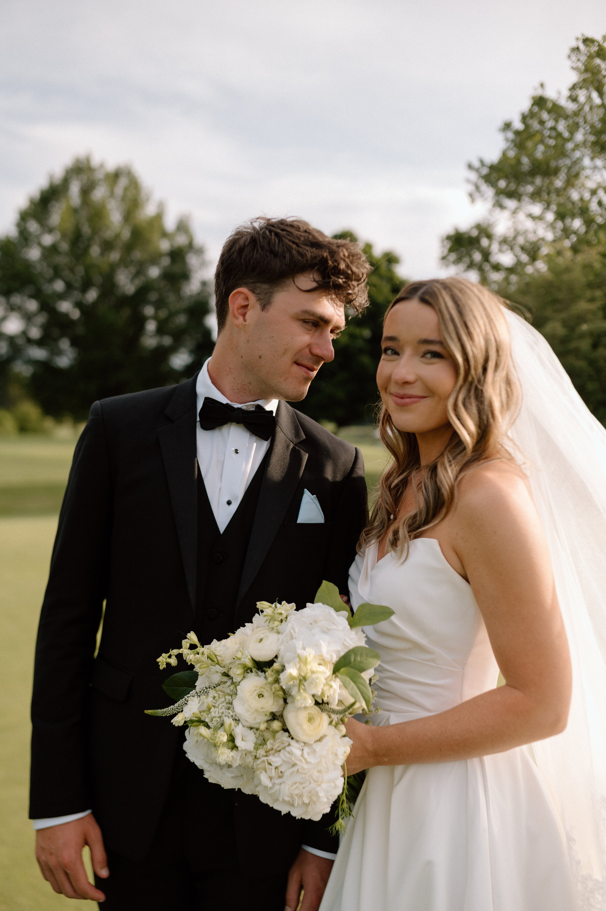 a bride and groom at golden hour in lynchburg virginia