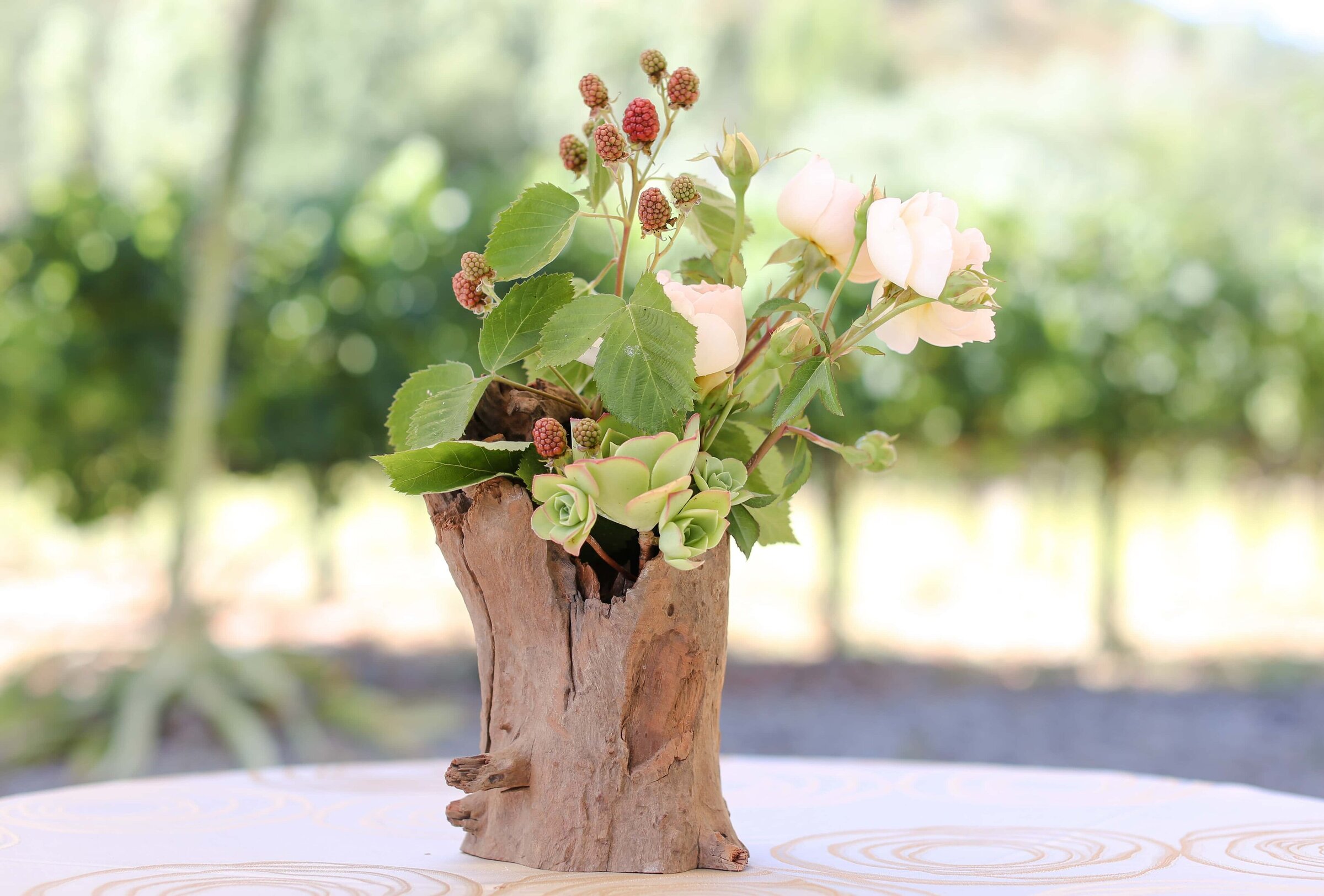 unique eco friendly centerpiece. event photographers in raleigh.