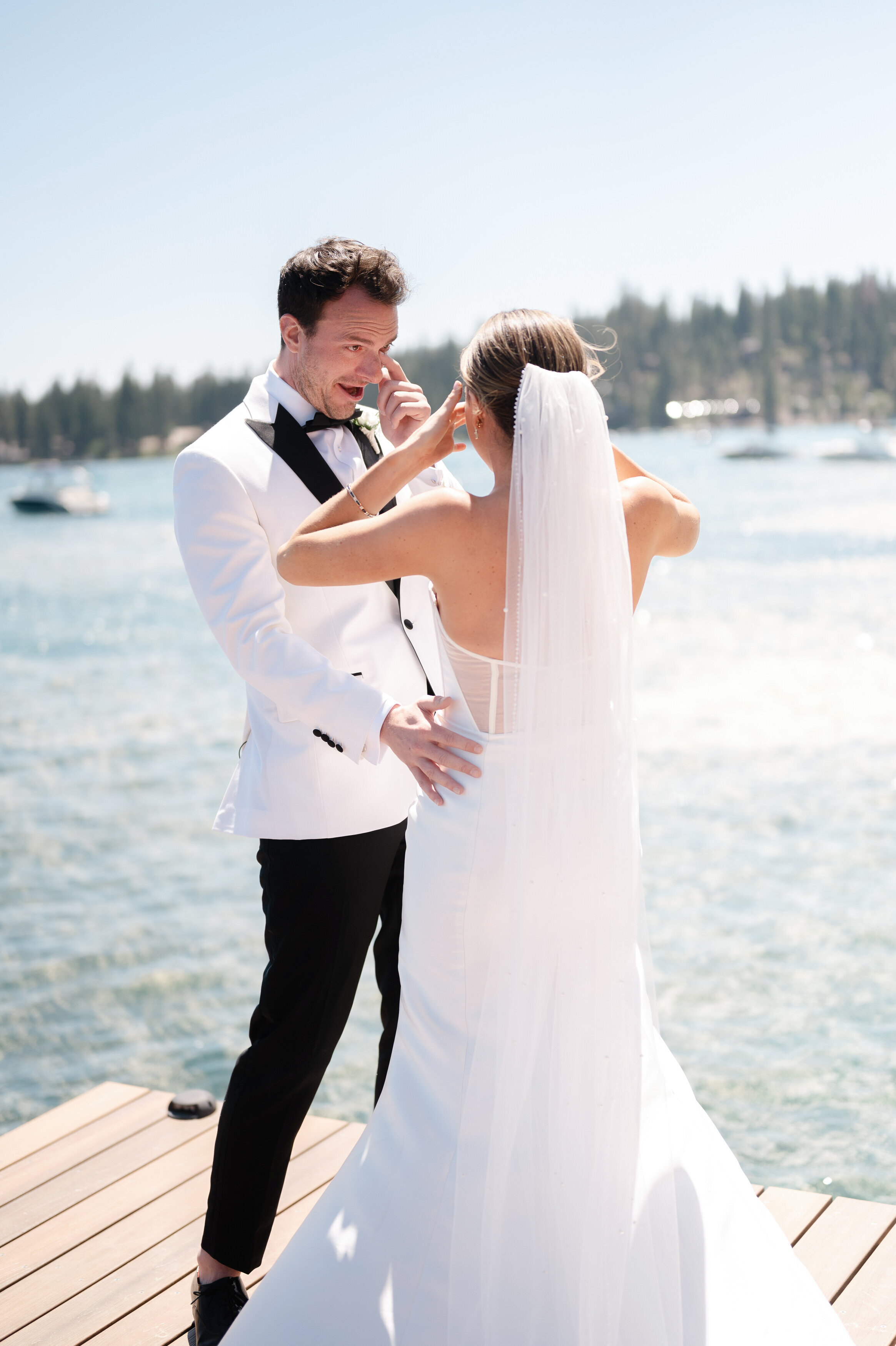 Lakeside wedding moment.