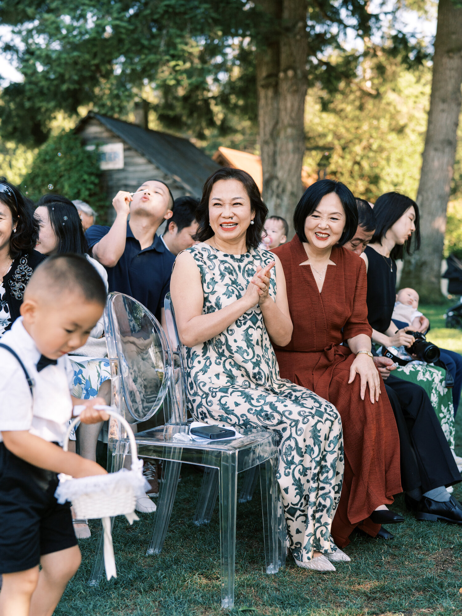 wedding guests clapping at ceremony
