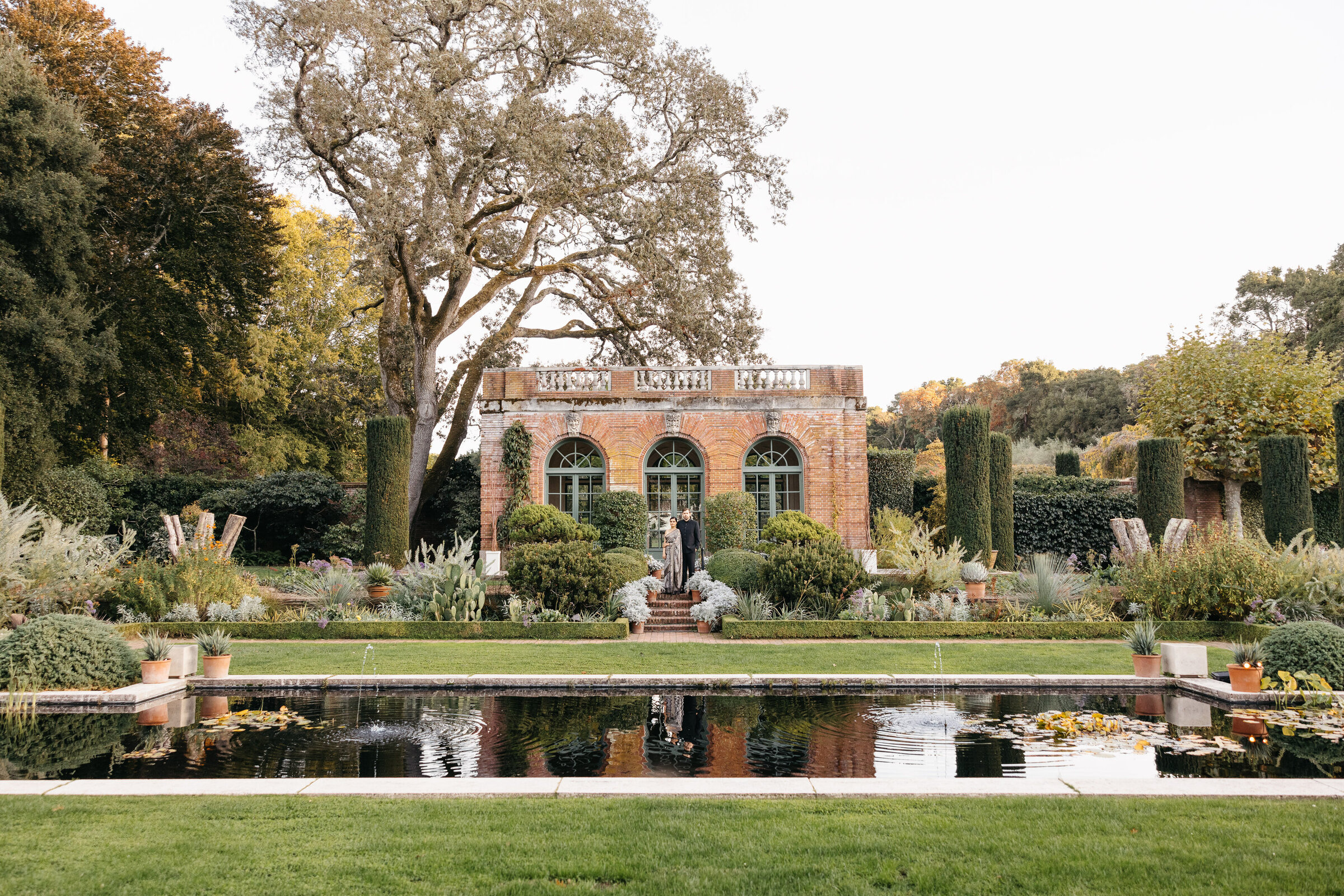filoli engagement session with couple, indian bride