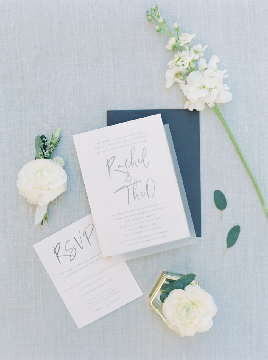 blue and white wedding invitations