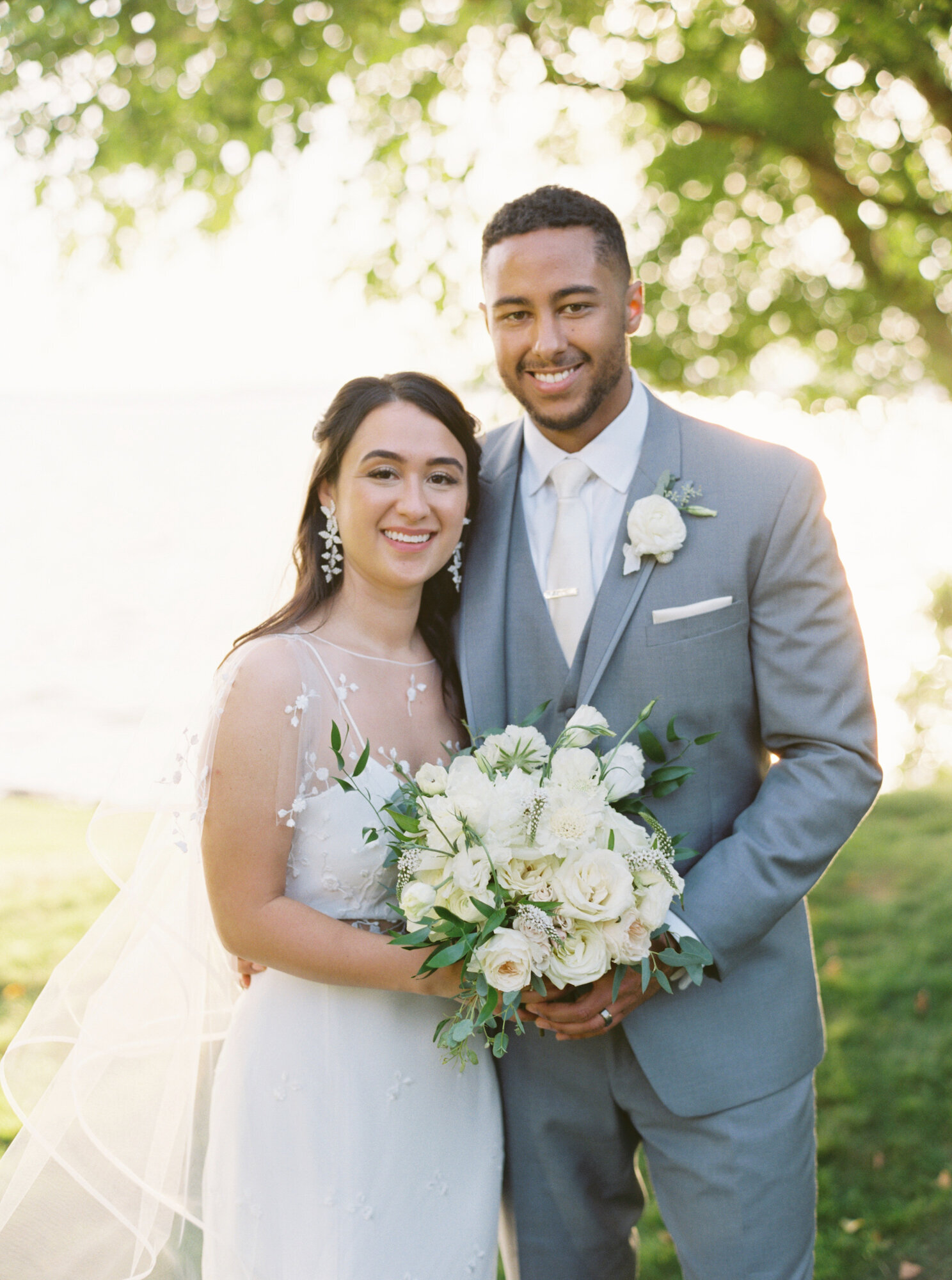 classic outdoor film portrait of bride and groom