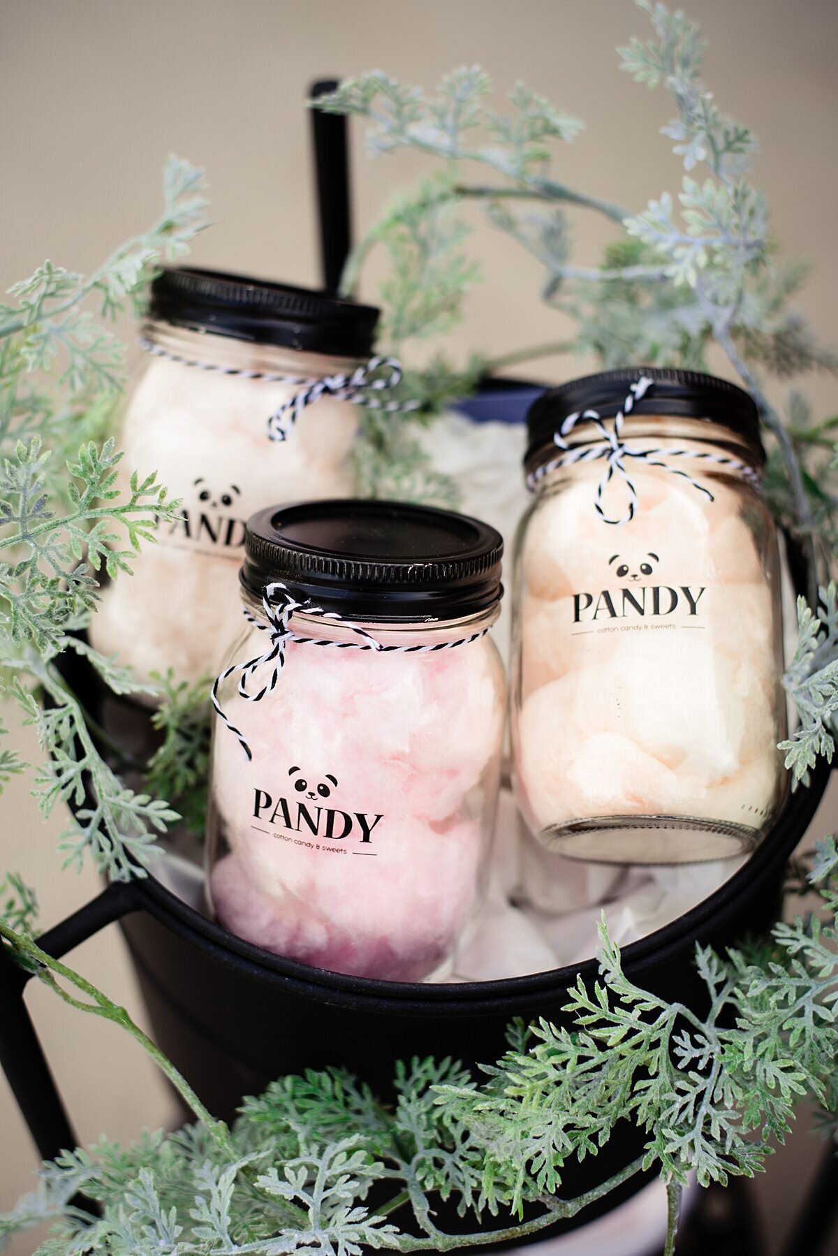 Custom banded jars filled with Pandy Cotton Candy