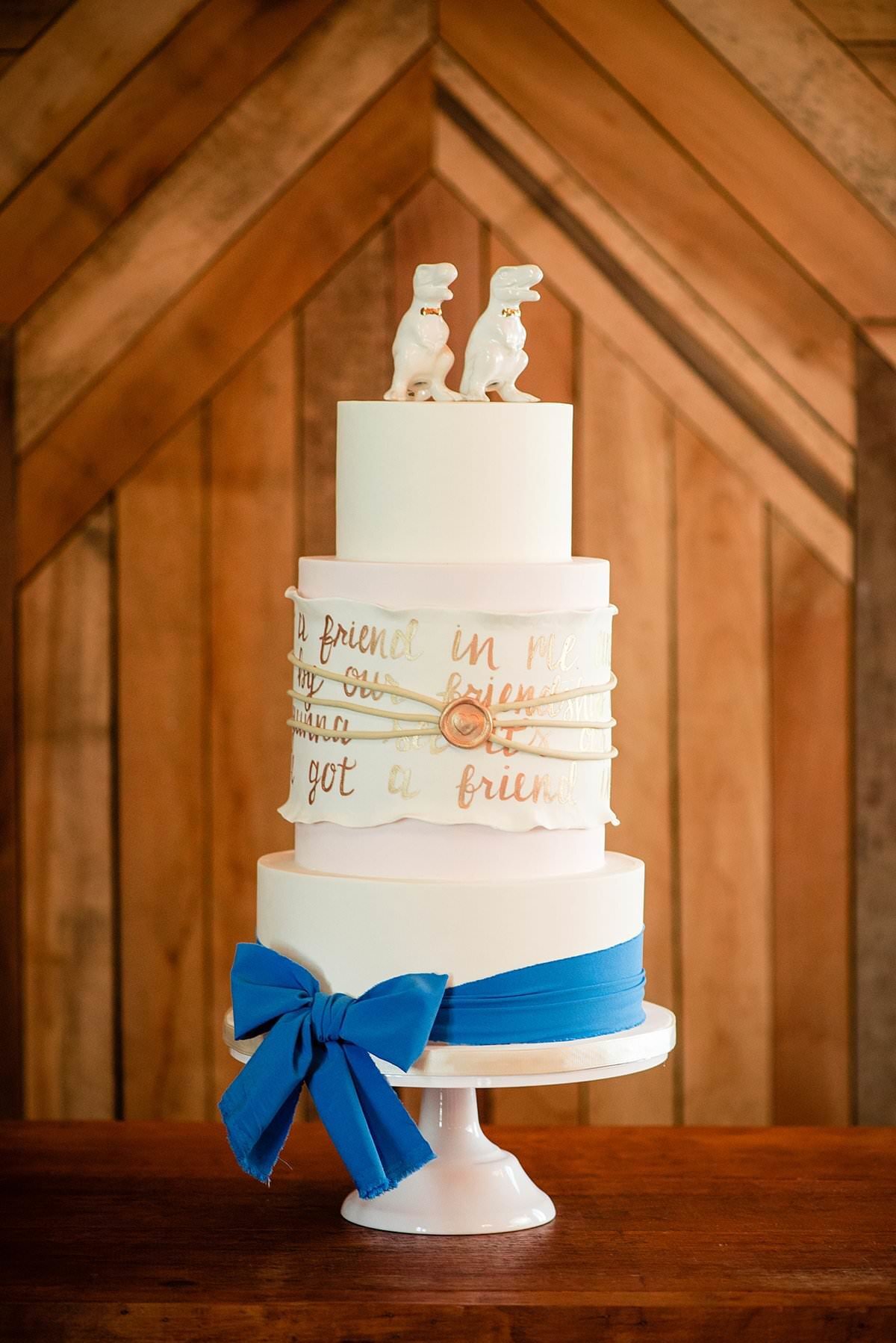 3 Tier Wedding Cake in blush and Ivory inspired by Toy Story