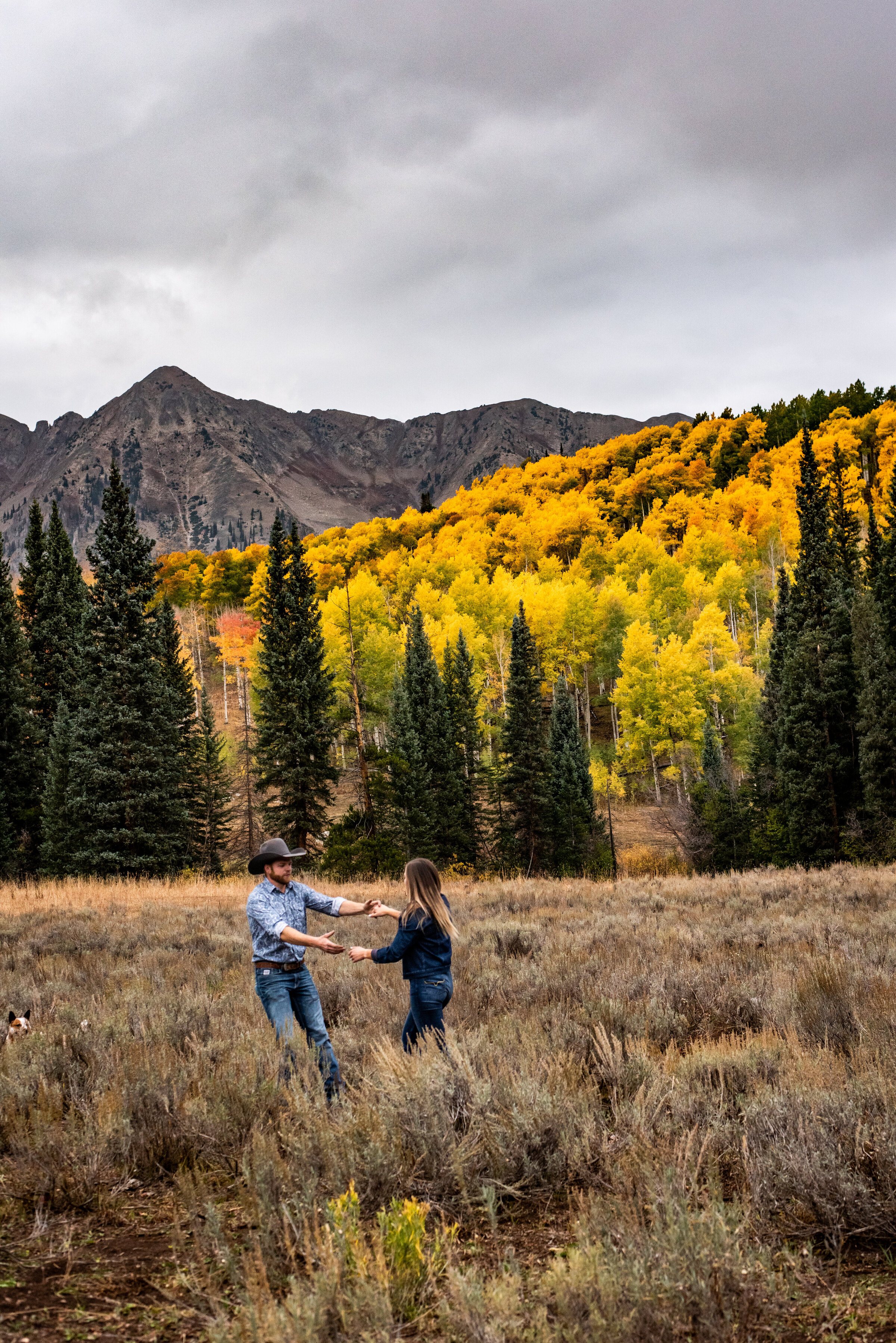 Dancing in the mountains autumn engagement
