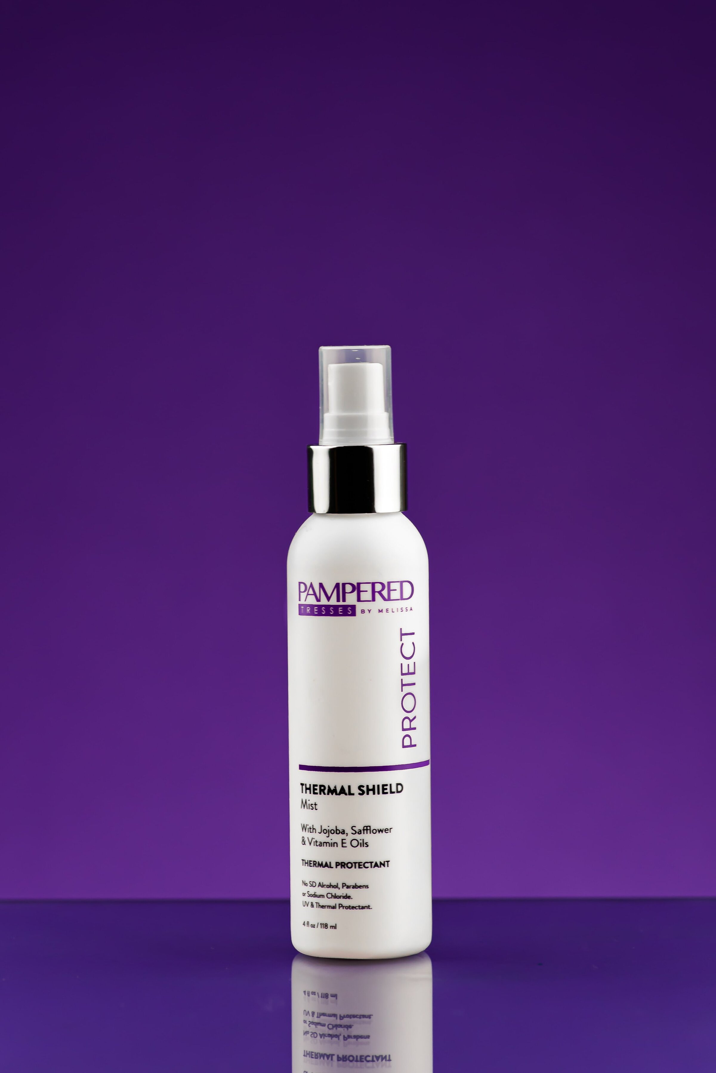 Product shot of Haircare product on purple background