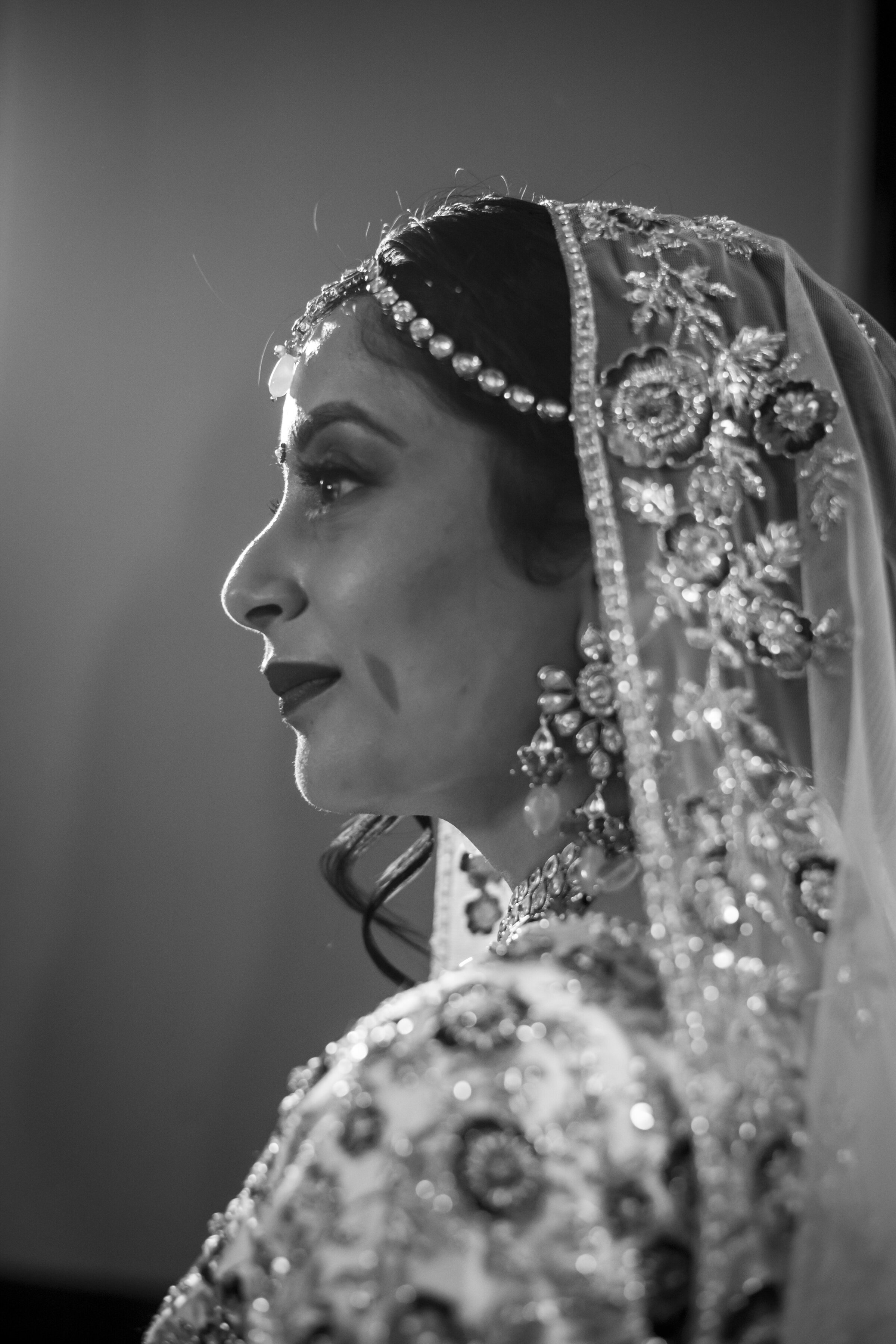 Indian bride looking left.
