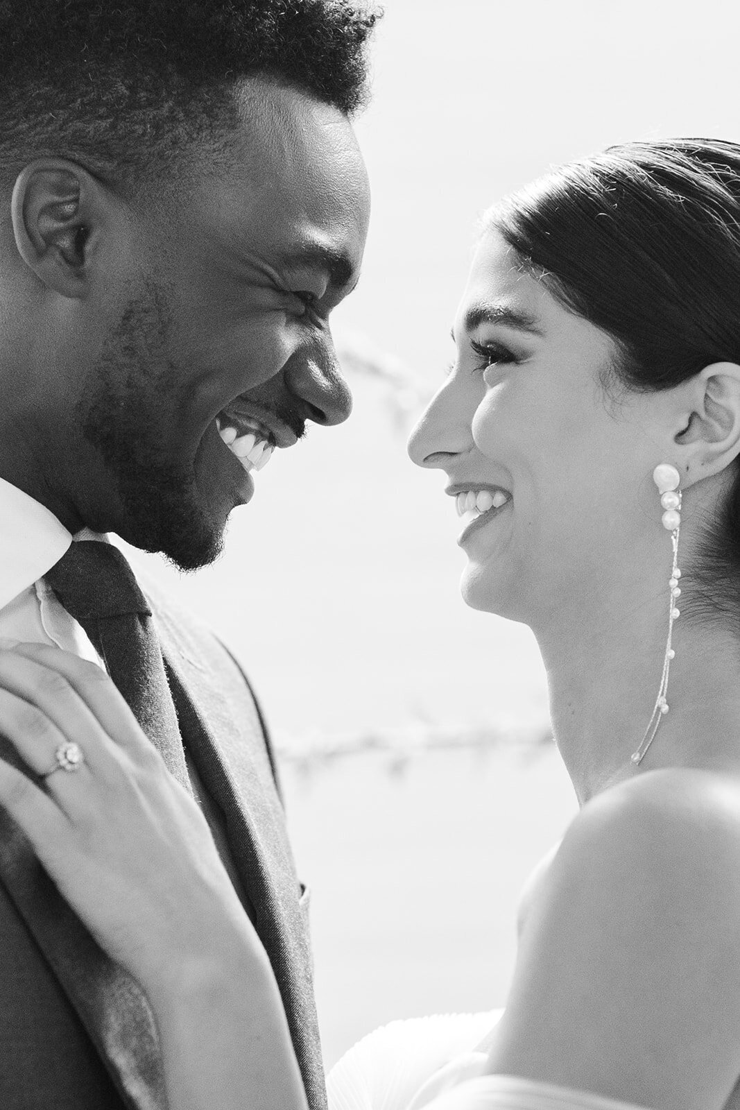wedding couple laughing