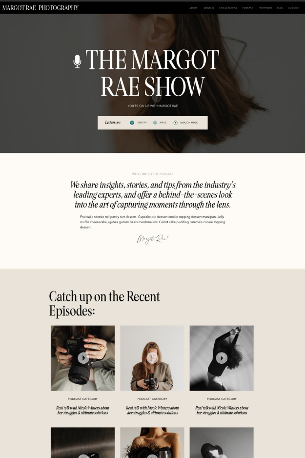 Margot Rae Sales Page Podcast View